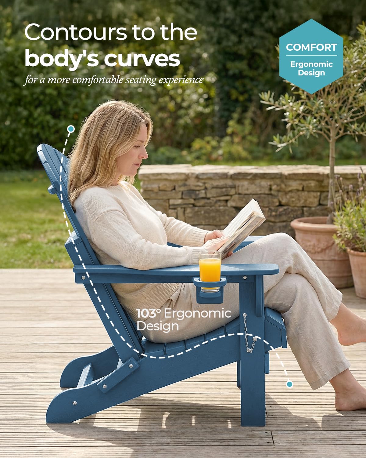 Amazon.com : Ciokea Folding Adirondack Chair Wood Texture, Patio