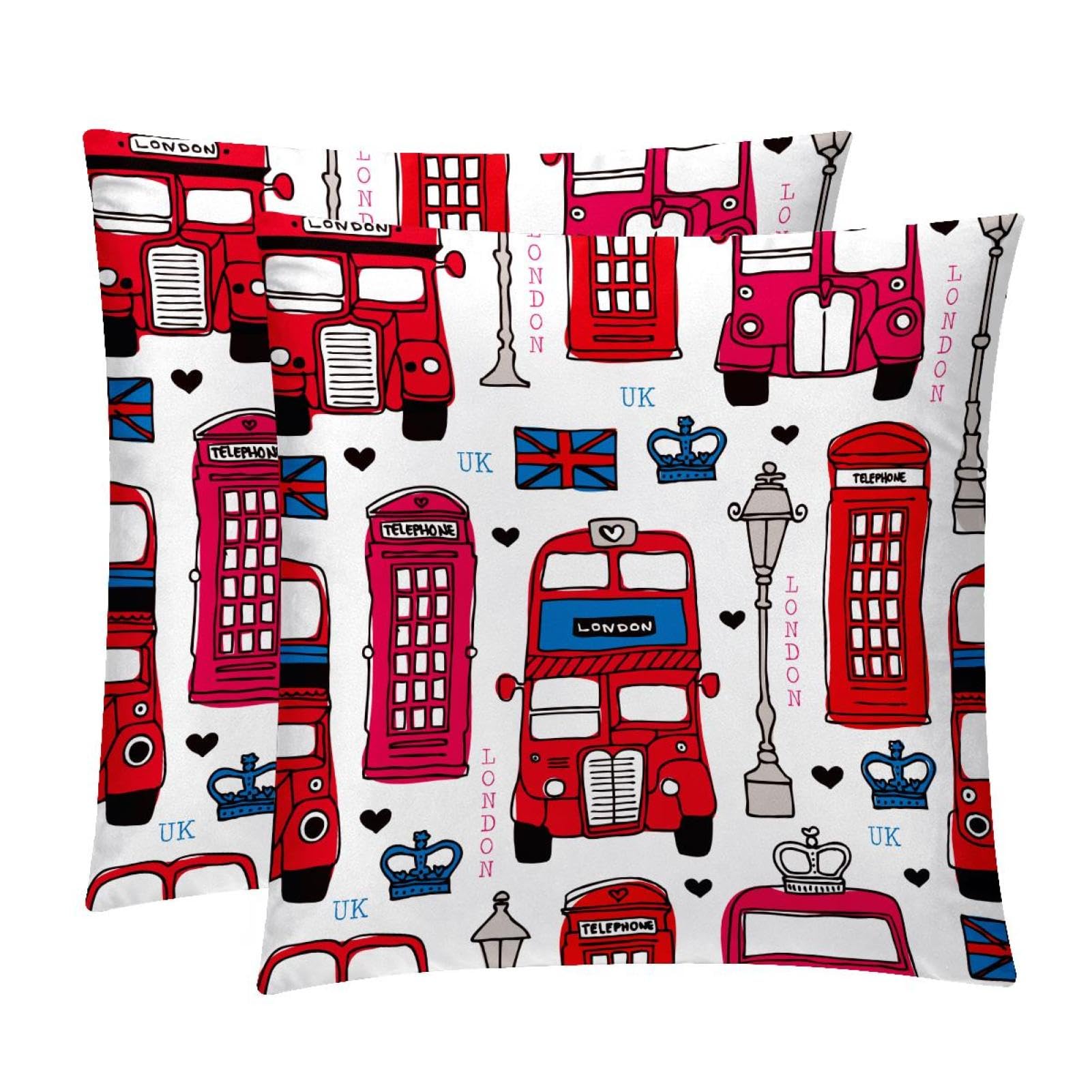 TDGKPZ London Throw Pillow Covers 2 Pack Cushion Cases Decorative Pillow Cases Home Decor 40x40cm