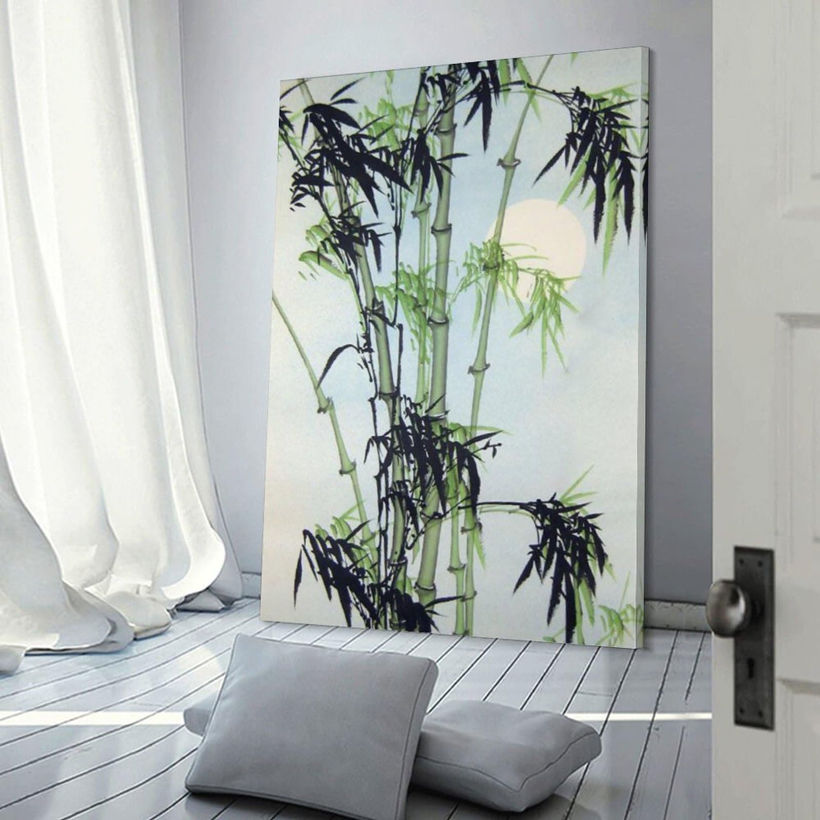 Amazon.co.jp: 絵画 青竹水彩油絵インテリア 絵画 竹 アートパネル 壁
