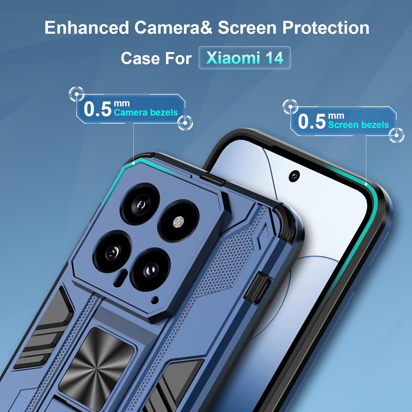 Funda para Xiaomi Redmi Note 15 Pro 5G, Carcasa Antigolpes con Soporte anular metálico, Case Protectora de Grado Militar, Azul — view 789
