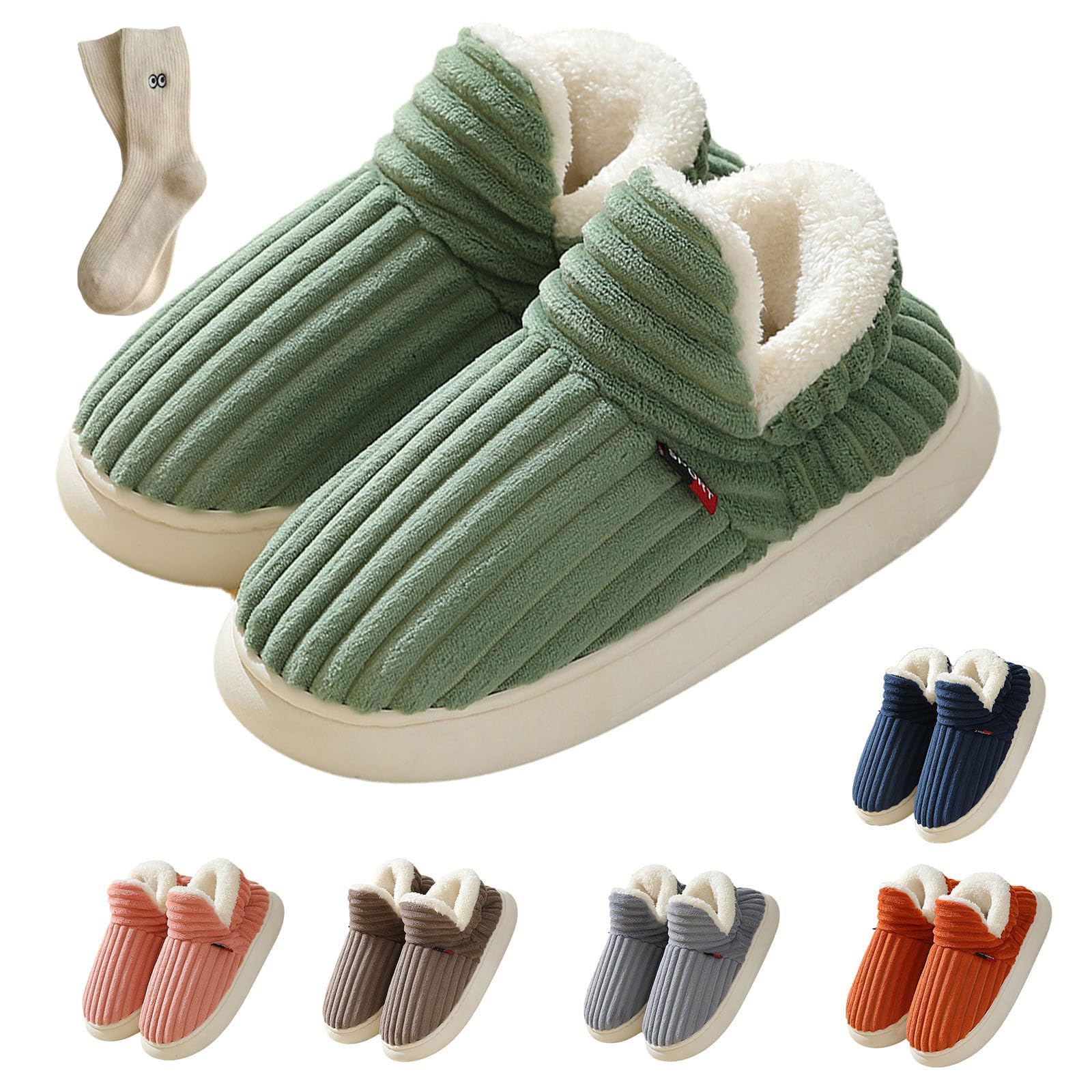 Fluffy Slippers for Women, Man Warm Fluffy House Slippers, Thick Sole Anti-Skid Cozy & Stylish Plush Booties