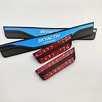 Vista 9 de GZBFTDH Accesorios para automóvil Protector de umbral de puerta, para Mazda 3, 6, CX-30, CX-5, placa de protección de umbral de protección contra