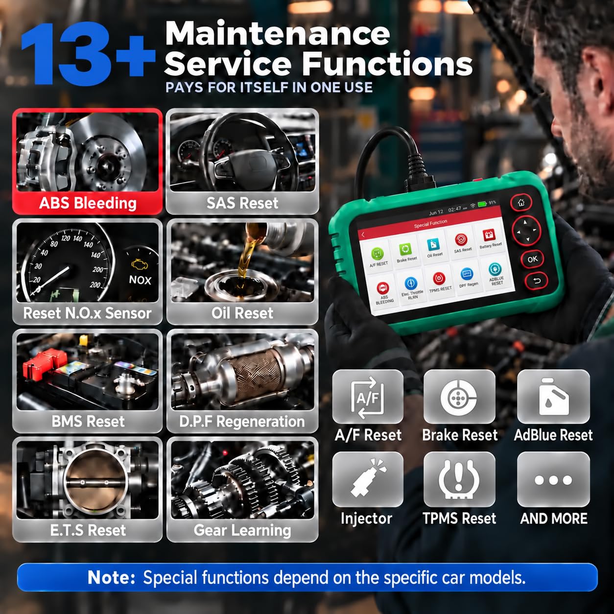LAUNCH CRP129 Expert OBD2 Scanner, strumento diagnostico con 13 servizi di reset, lettore di codici motore di trasmissione ABS SRS, CAN FD e DoIP, FCA AutoAuth SGW, Auto VIN, 64 GB ROM 6000 mAh