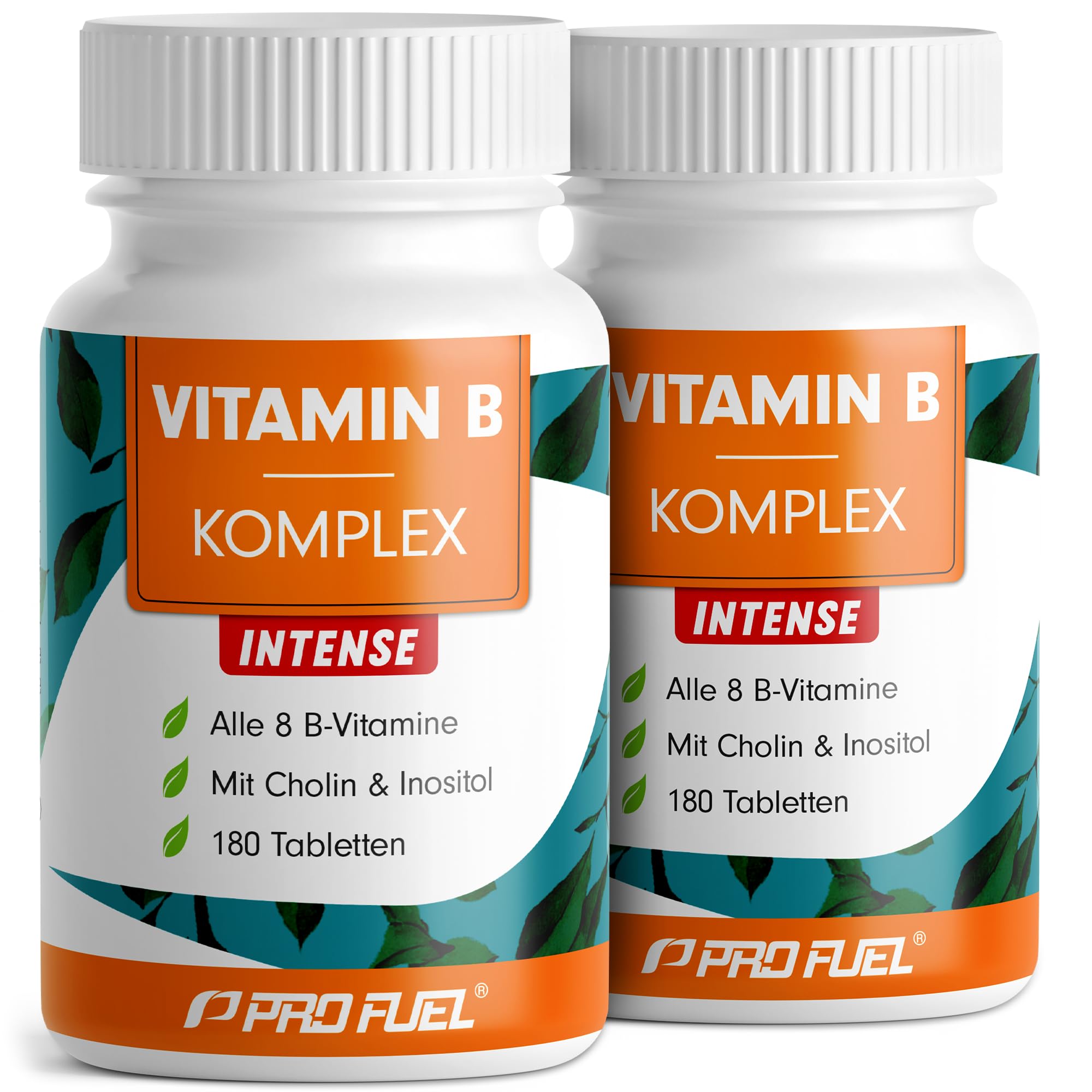 Vitamin B Komplex hochdosiert - 2x180 Tabletten - alle 8 B-Vitamine (B1, B2, B3, B5, B6, B7, B9, B12) + Co-Faktoren Cholin & Myo-Inositol - laborgeprüft mit Zertifikat, vegan - Vorrat für 12 Monate