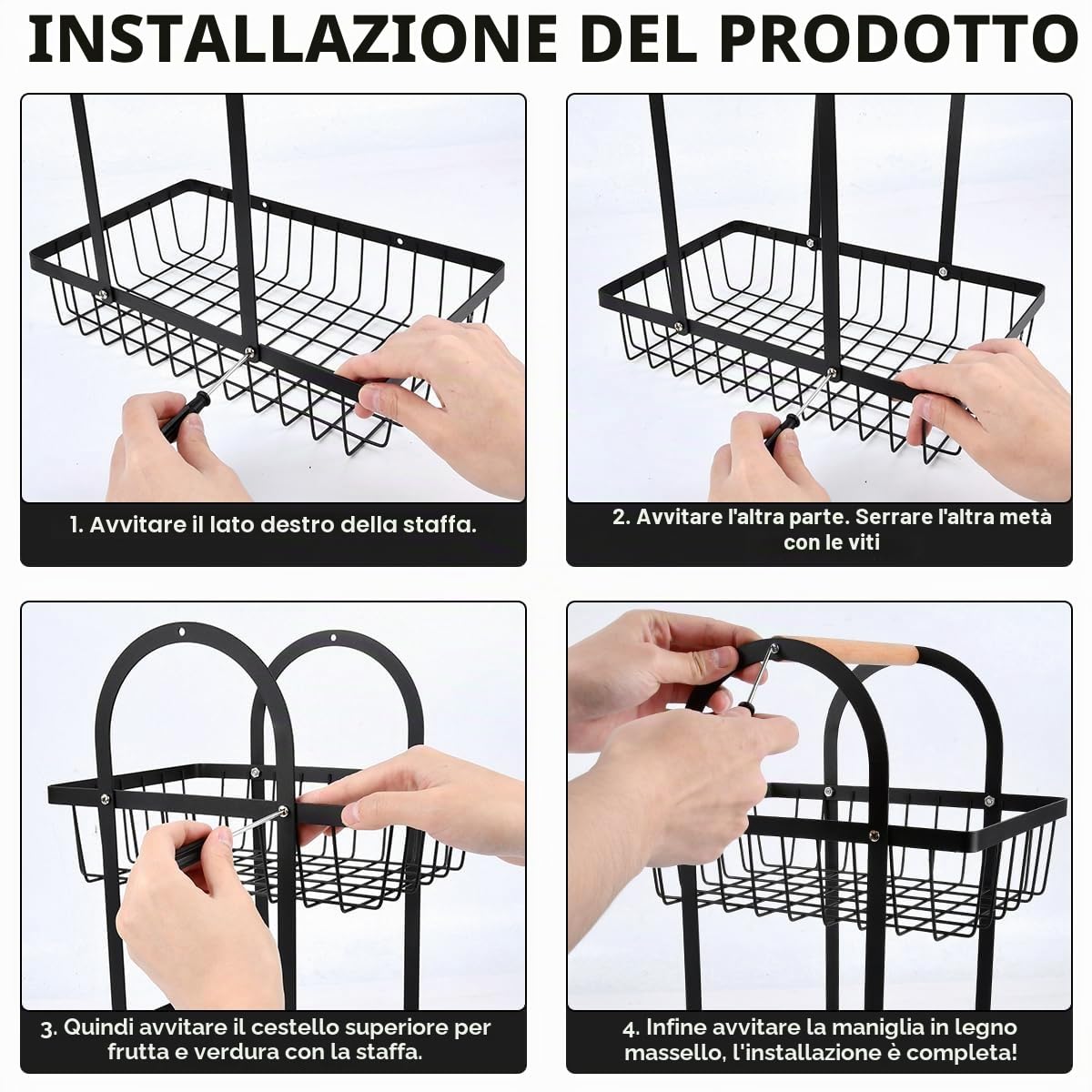 Portafrutta a Ripiani, Cesto Portafrutta a 2 Livelli, Porta Frutta a Piani, Nero Portafruttas a Ripiani Moderno, Portaoggetti Staccabile per Verdure, Portafruttas