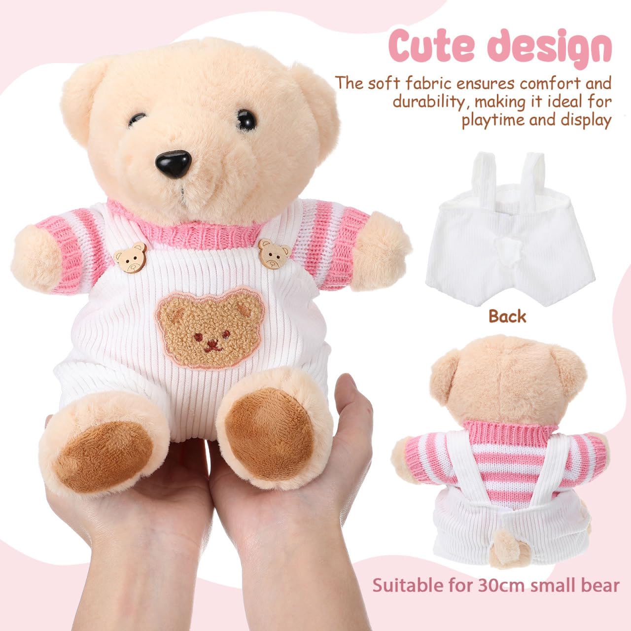 iplusmile 2 Sätze Bärenoutfits mit Overall und Pullover Süße Kleidung für Stofftiere Fördert Kreativität und Spielspaß für Erwachsene