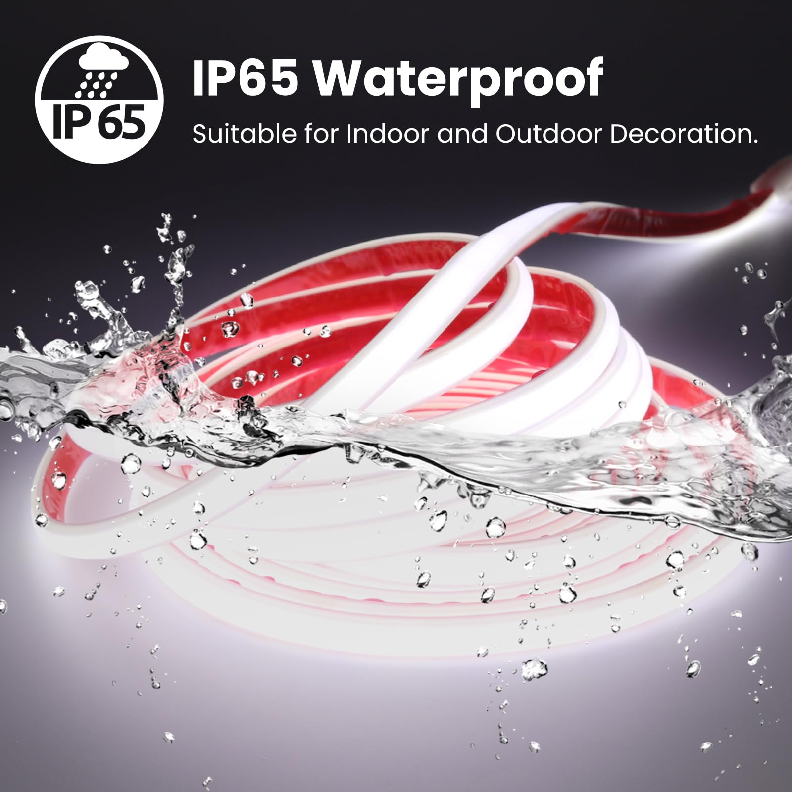 Tira LED neón COB 220V con temporizador/regulación de intensidad [15M, Blanco 6000-6500K], IP65 impermeable flexible, 288 LEDs/m Tira LED FCOB cortable CRI85+, decoración para el hogar