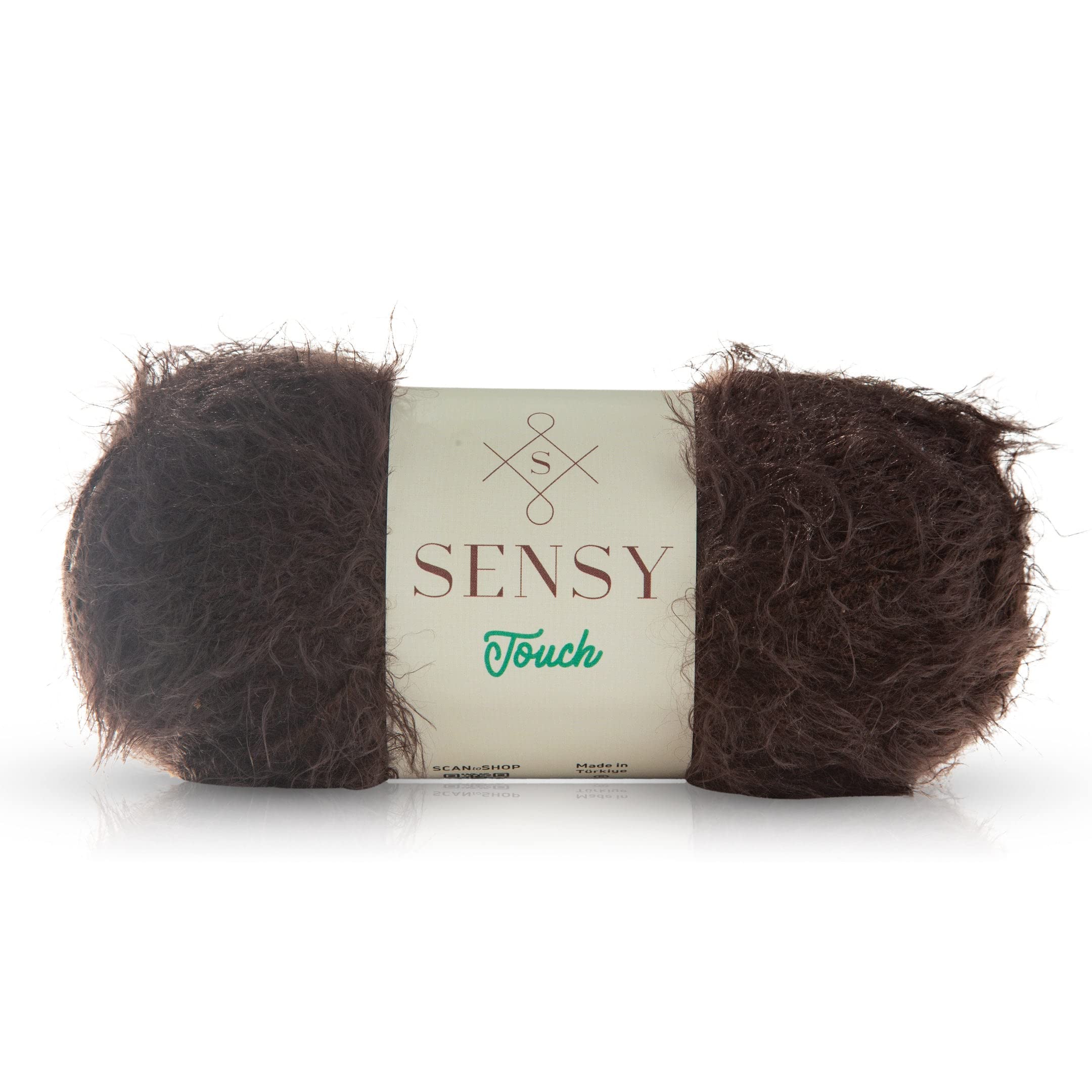 Sensy Touch Yarn, 3.5 oz, 268 Yards, Gauge 3 Light (Brown)