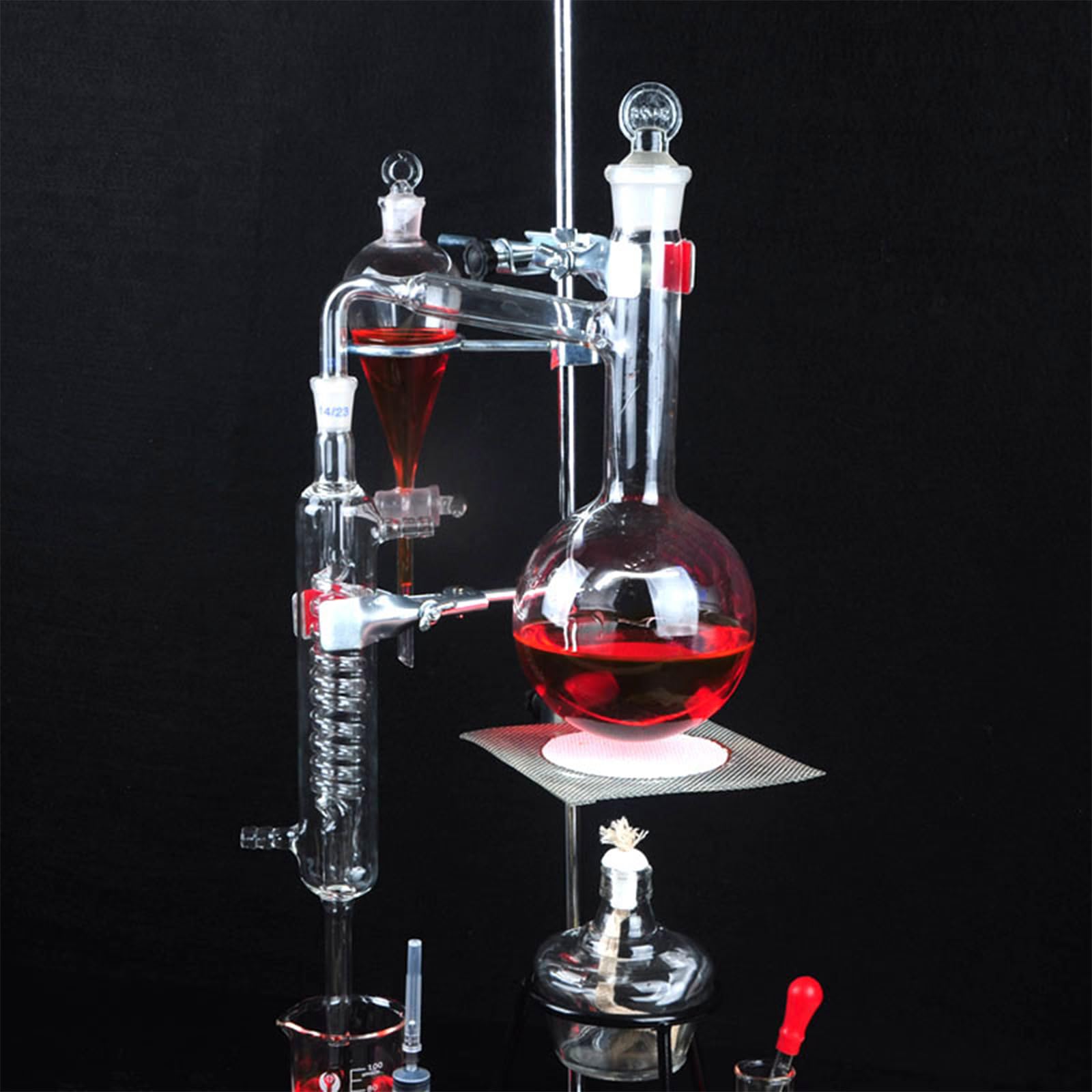 Trichter Filter Kit,Labware Set ätherische Öl Extraktion Destillation Apparat,Distiller Destillation, um Ihr eigenes ätherisches Öl herzustellen,Glas organische Chemie Kit Destillation Kit