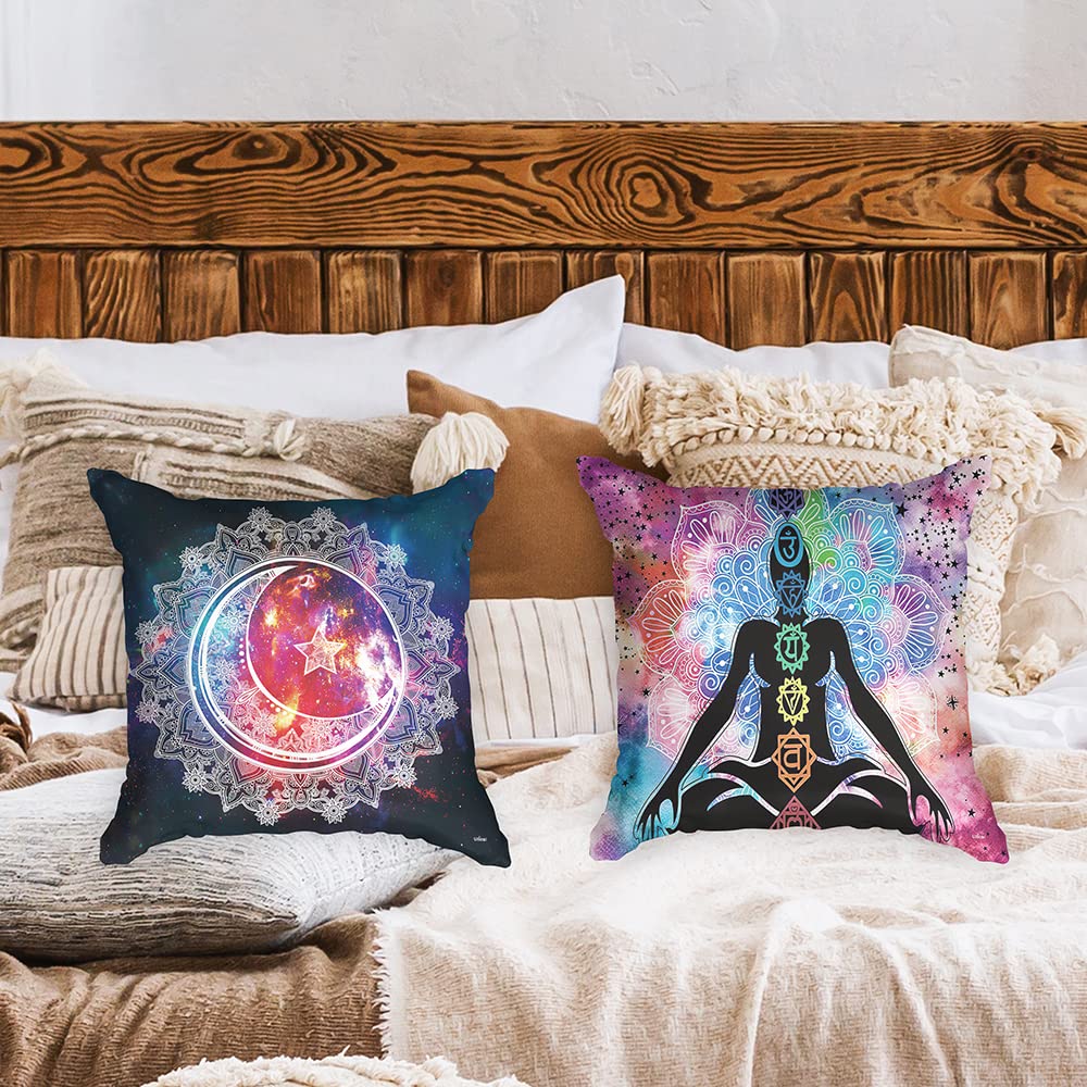 Ulticool, Cushion Cover, Chakra Healing Aura Spirituality Mandala, Set of 2 Designs, 45 x 45 cm - Image 2