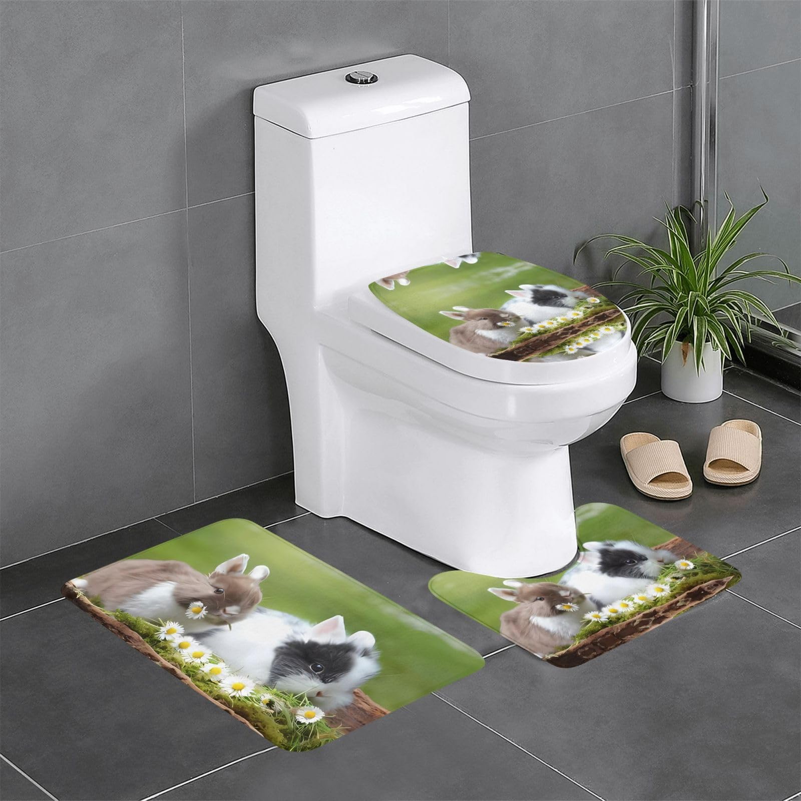 Tapis de salle de bain imprimés lapins mignons pour le confort de la chambre