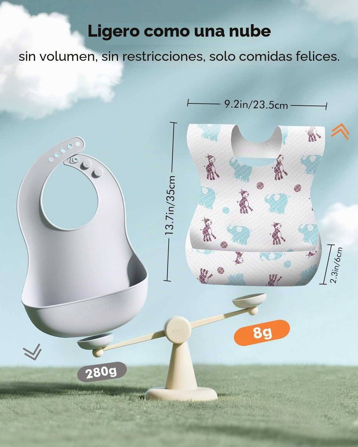 Baberos Desechables 30 Unidades con Bolsillo Recoge Comida – Babero de un Solo Uso Impermeable y Transpirable, Ultra Ligero, Ajustable, Ideal para Bebés y Niños en Casa, Viajes y Guardería