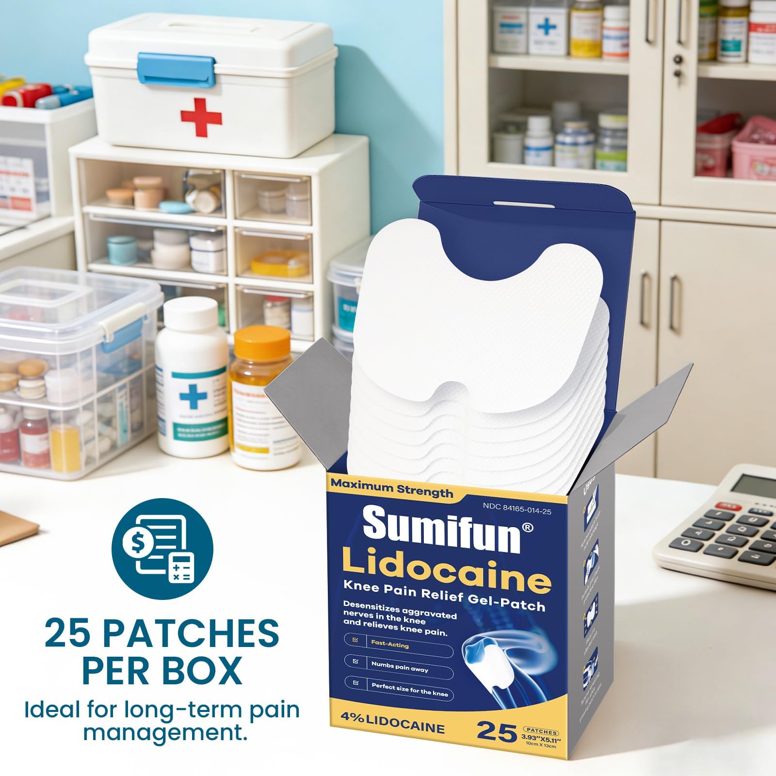 Sumifun Lidocaine Knee Pain Relief Patches Maximum OTC Strength 25 Counts — Amazon image 5