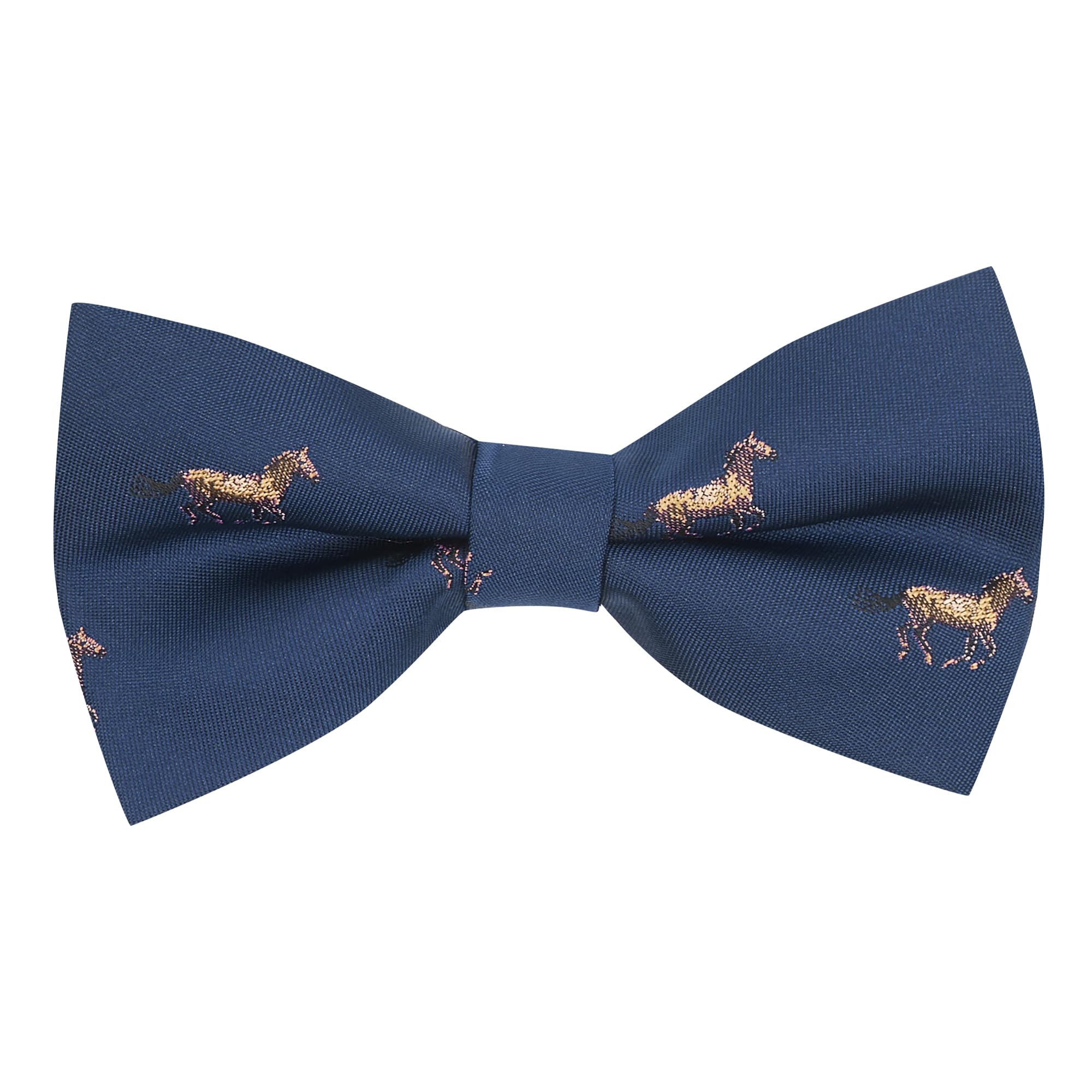 King & Priory Navy Blue Embroidered Horse Bow Tie