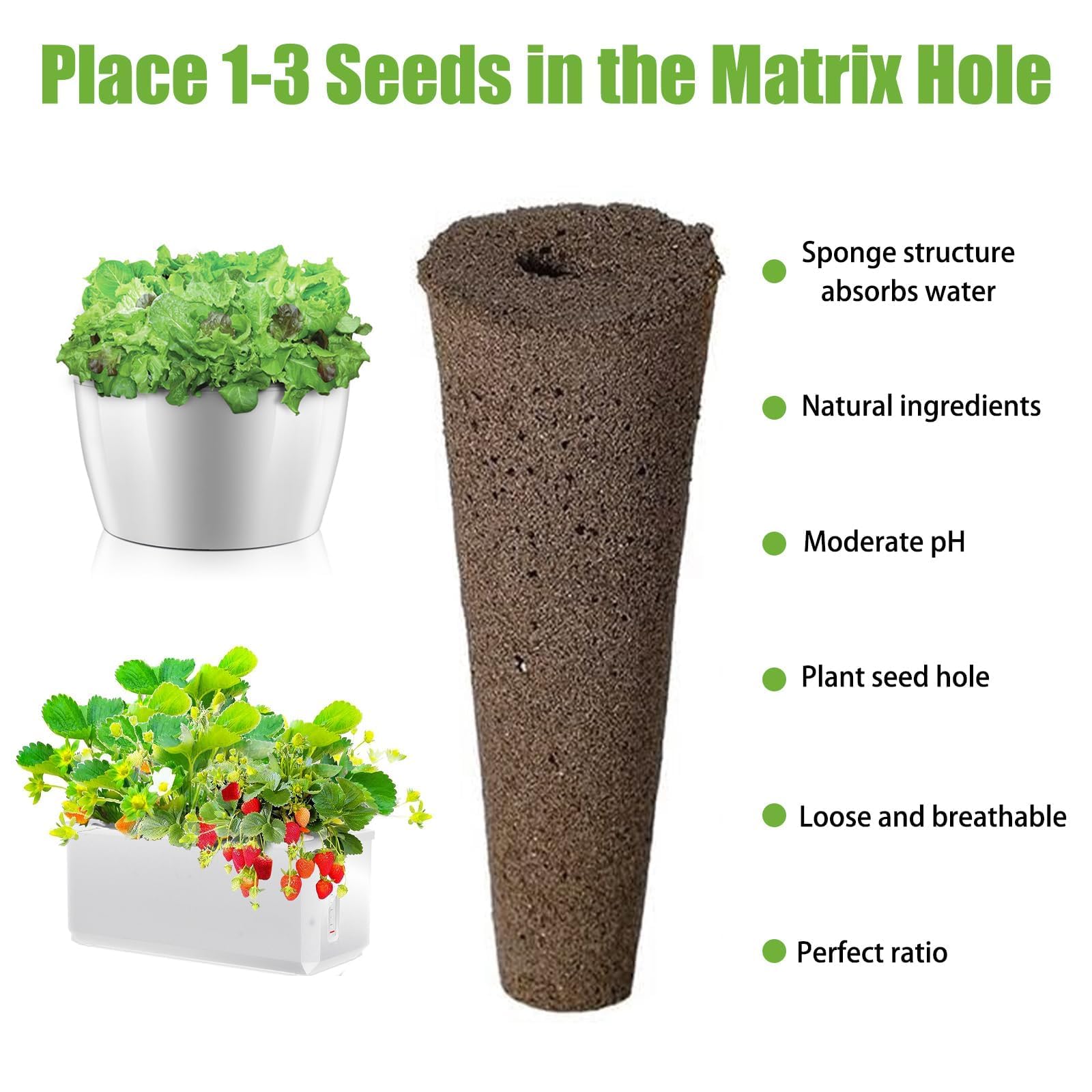 TSKDKIT 30 Esponjas De Repuesto para Cultivo, Esponjas De Crecimiento para Sistema De Cultivo De Plantas, Esponjas De Turba Orgánicas De Repuesto para Jardín Hidropónico Interior