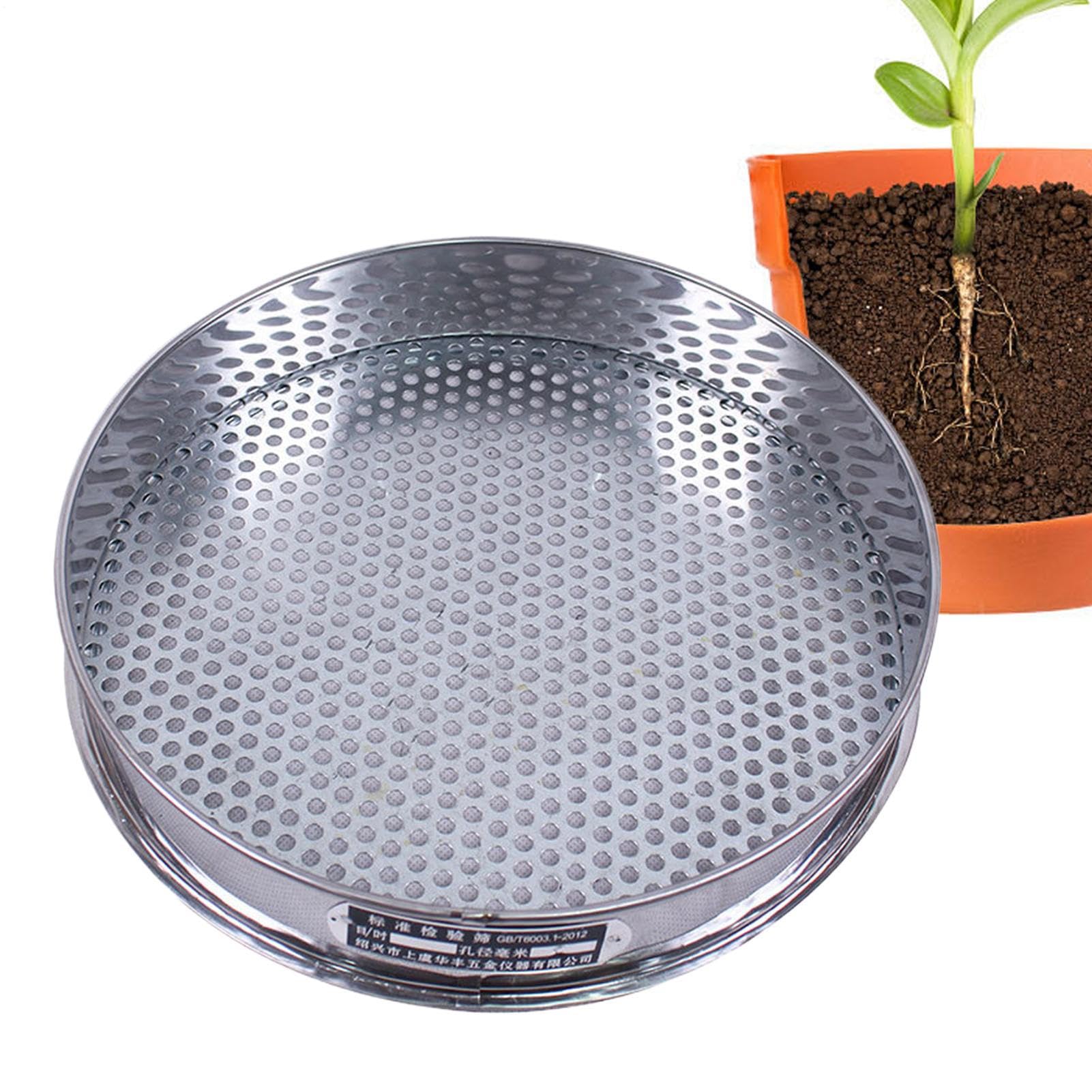 Setaccio per Terreno da Giardino, in Acciaio, Diametro 20 cm, per Uso Alimentare, 7,5 mm, Foro Rotondo, per Terreno, Farina, Farina, Cottura, Giardinaggio, Uso Domestico, affidabile Strumento da