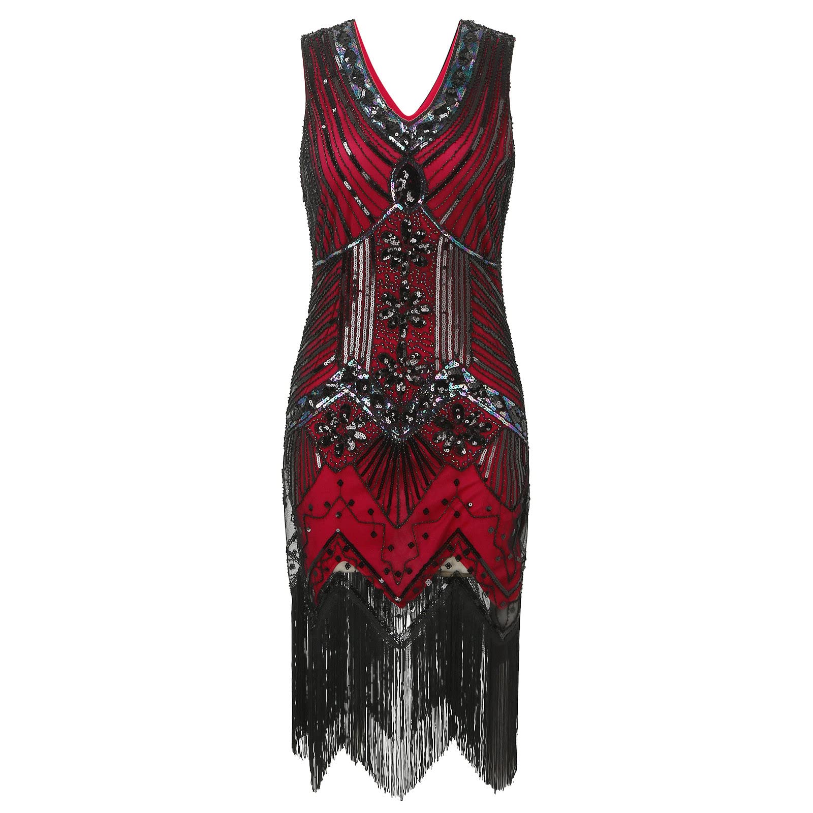 2026 Femme Décontractée Années 1920 sans Manches Gothique Séquin Gland Soirée Grande Costume