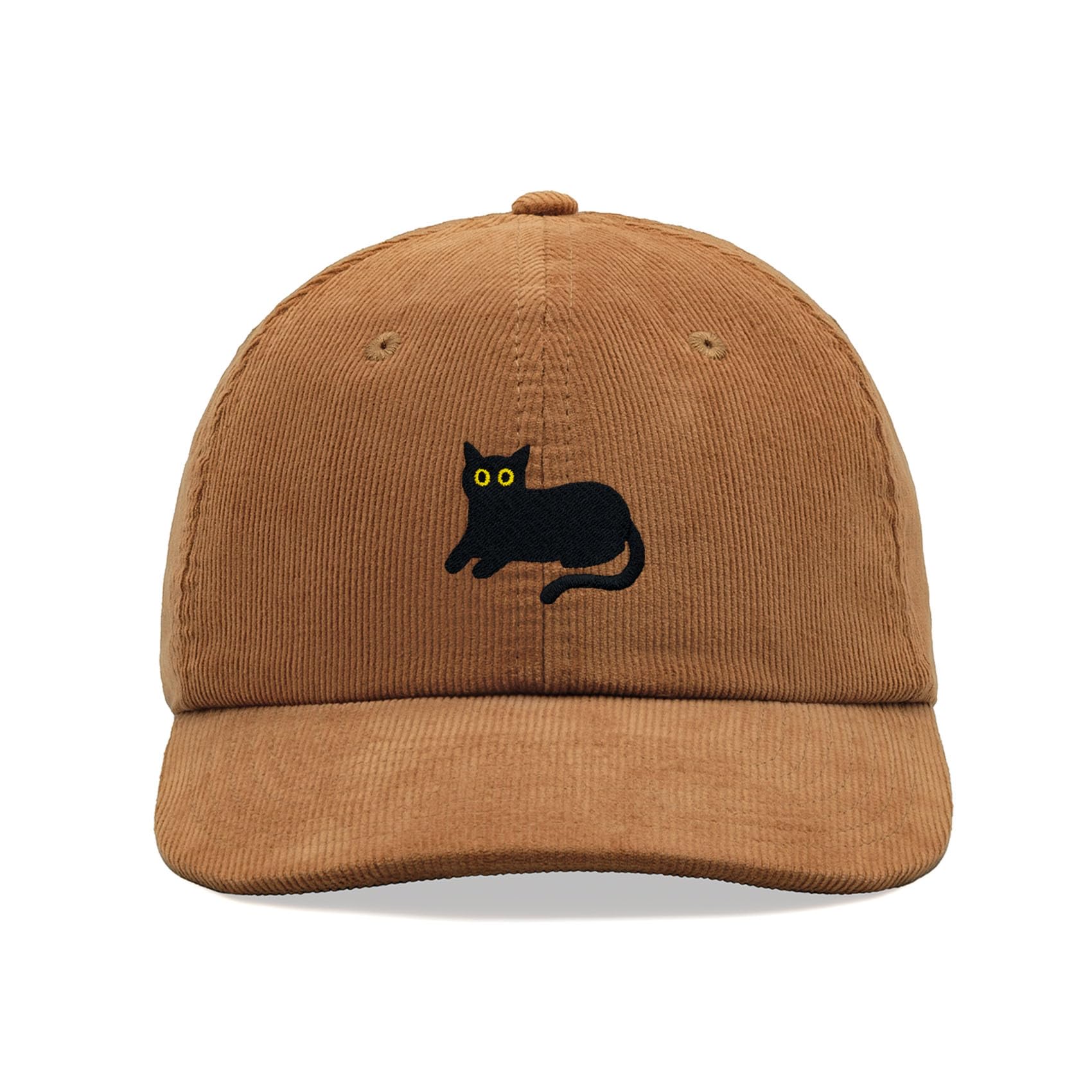 Cap Base Unisex Camel Black Cat Lying Down Corduroy Baseball Cap Vintage Dad Hat Adjustable Cat Lady