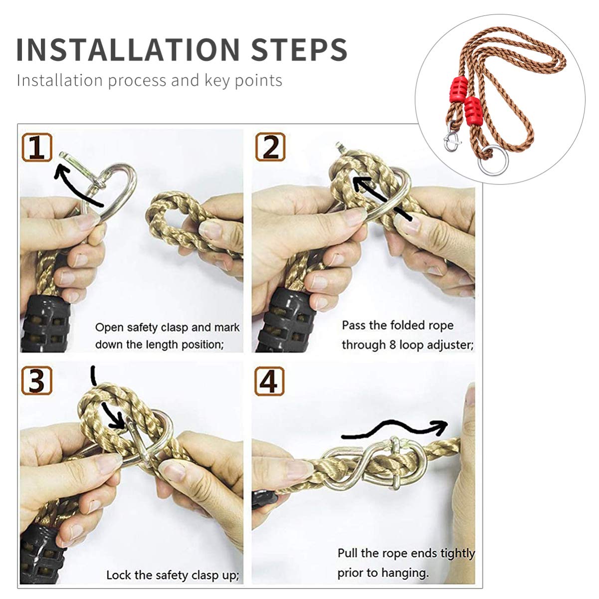 Cinghia Regolabile per Altalena da Giardino Kit di Sospensione in Nylon Robusto E Durevole Adatto A Appendere L'altalena Sull'albero Accessori Pratici per attività all'Aria Aperta