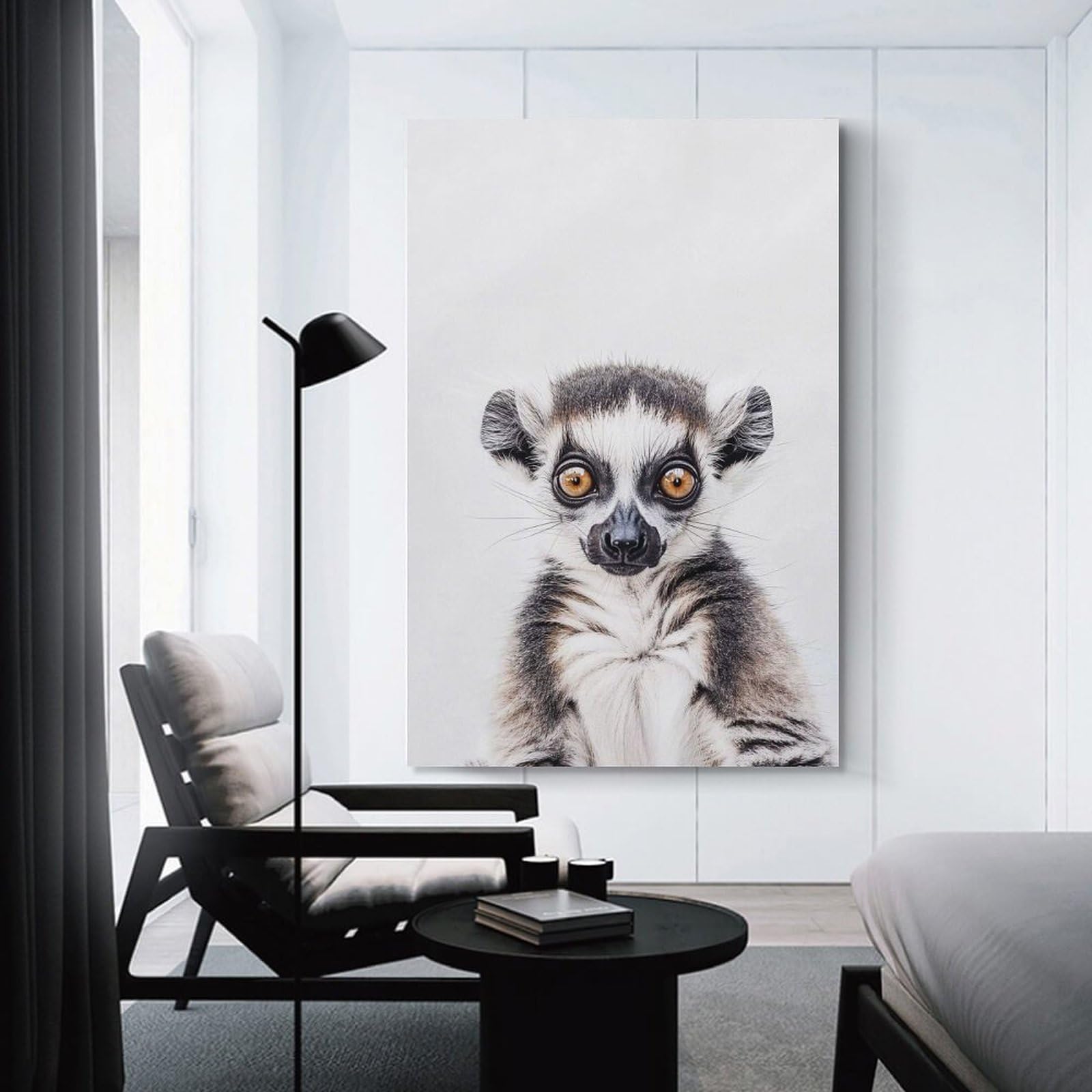 Junmoney Canvas Wall Decor Cute Baby Lemur, 20x30inch(50x75cm), for Flats, Guest Rooms Or Compact Rooms, Wall Decor with Flexible Room Appeal