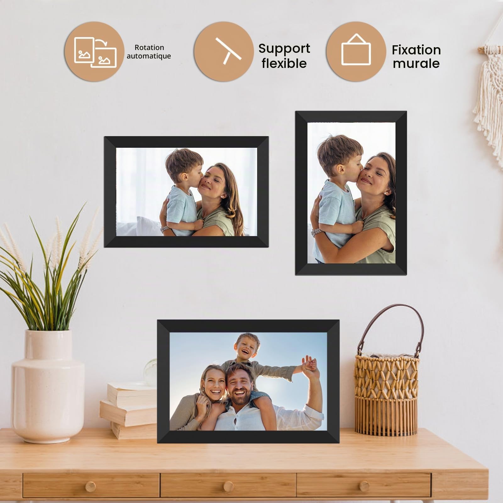 AKImart Frameo Cadre Photo numérique WiFi 32 Go Cadre Photo numérique 10,1" 1280 x 800 IPS Écran Tactile LCD Smart Cloud Cadre Photo avec Rotation Automatique Moments Partager immédiatement Via