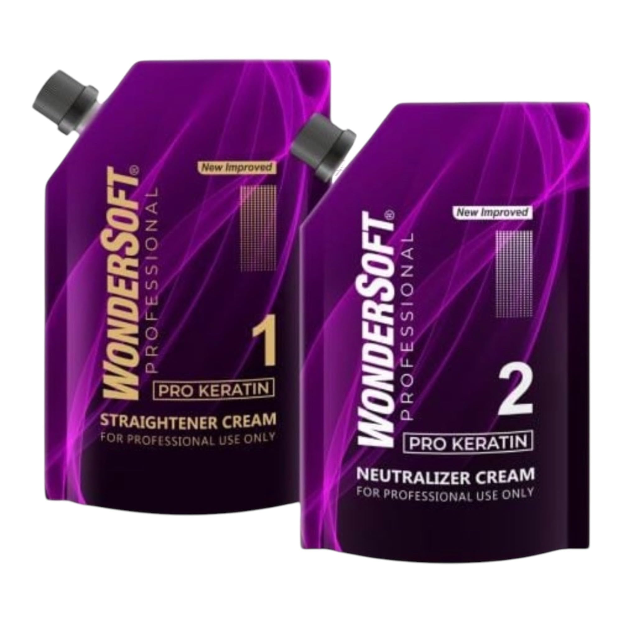 Pro Keratin Hair Straightening Kit, Professional Straightener Cream and Neutralizer Cream, 2-Step Treatment