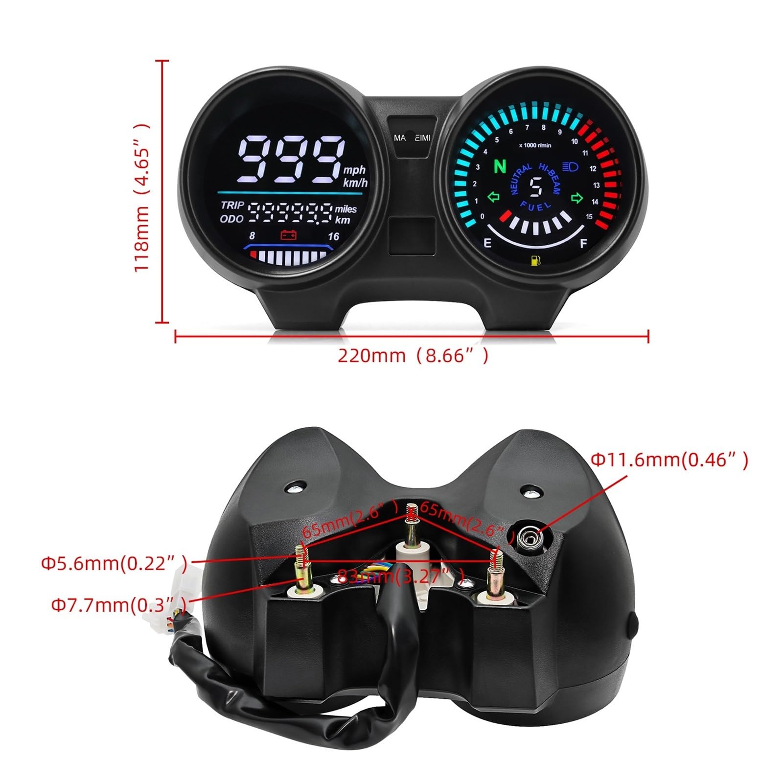 Contagiri contachilometri Tachimetro Universale Per Moto Cruscotto Digitale Elettronica LED Contachilometri Contagiri Per Moto Per TITAN 150 Per