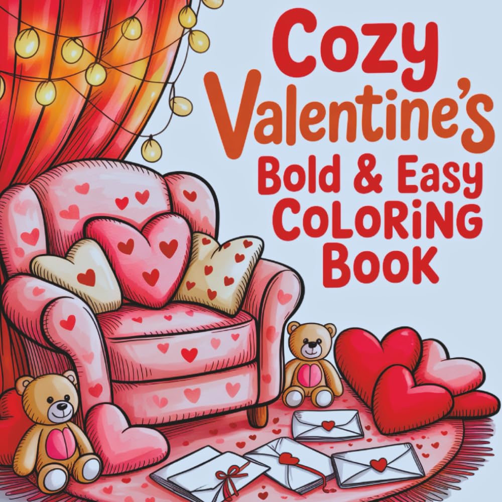 Bold and Easy Cozy Valentines Coloring Book: Comforting Love Designs for Calm Evenings and Easy Creative Time