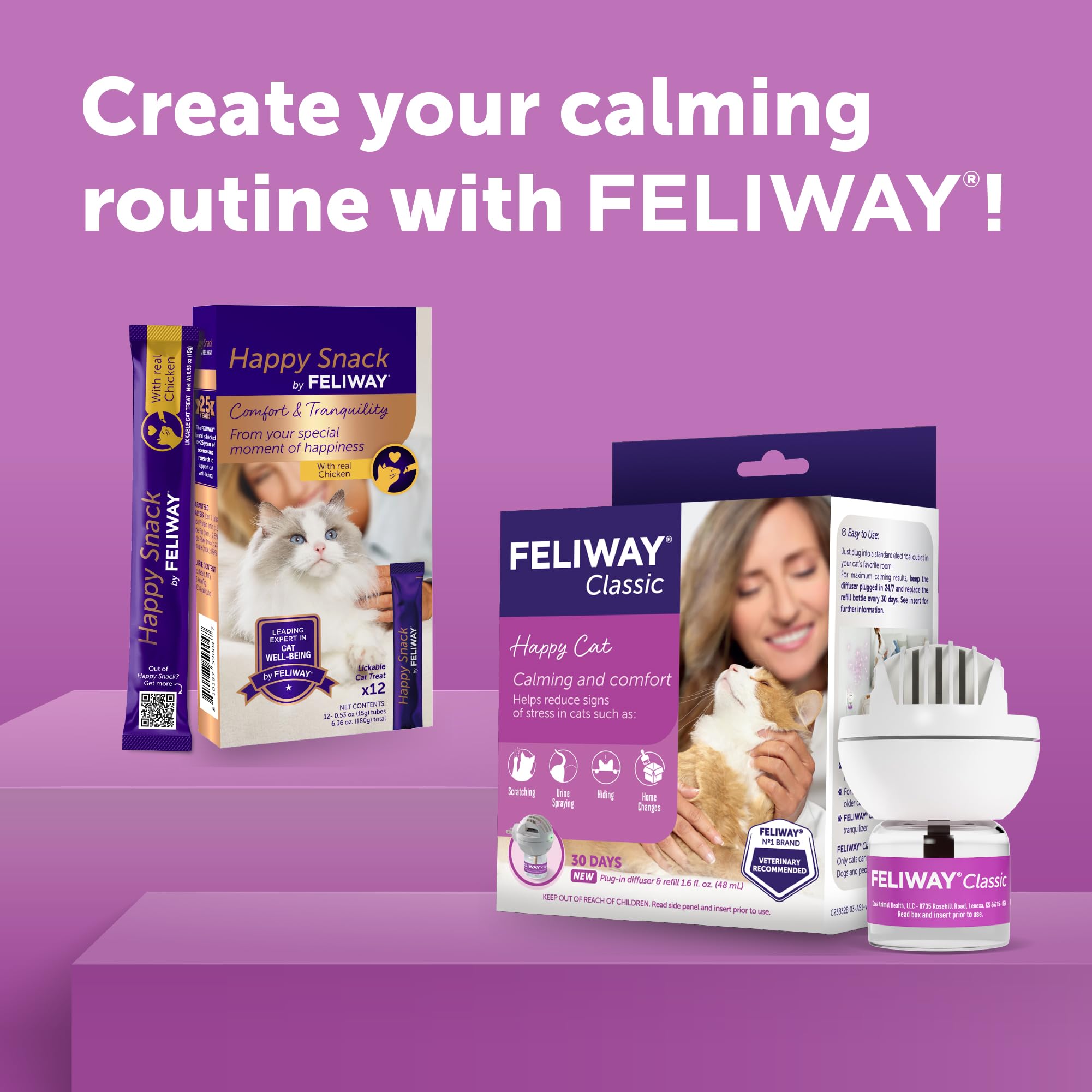 FELIWAY Classic 3 x 30 Day Cat Calming Refills for Pheromone Diffuser & Happy Snack Delicious Calming cat Treats (12-ct Chicken Flavor) - image 7