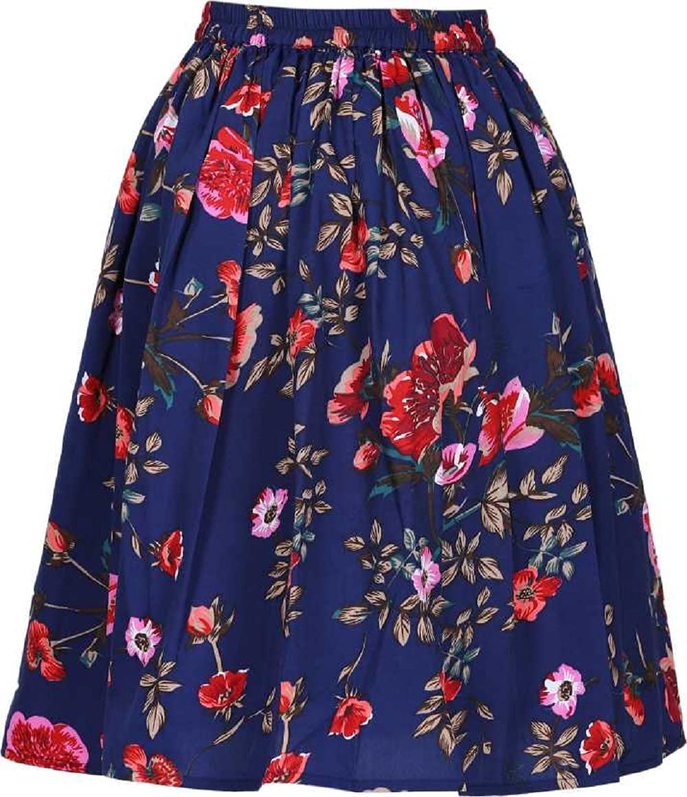 ReemJheemBaby- Girl's Kid's Casual Wear Birthday Skirts Princess Skirts Color Nevi Blue with Flower_R_J_229_11,12 Years Kidswear