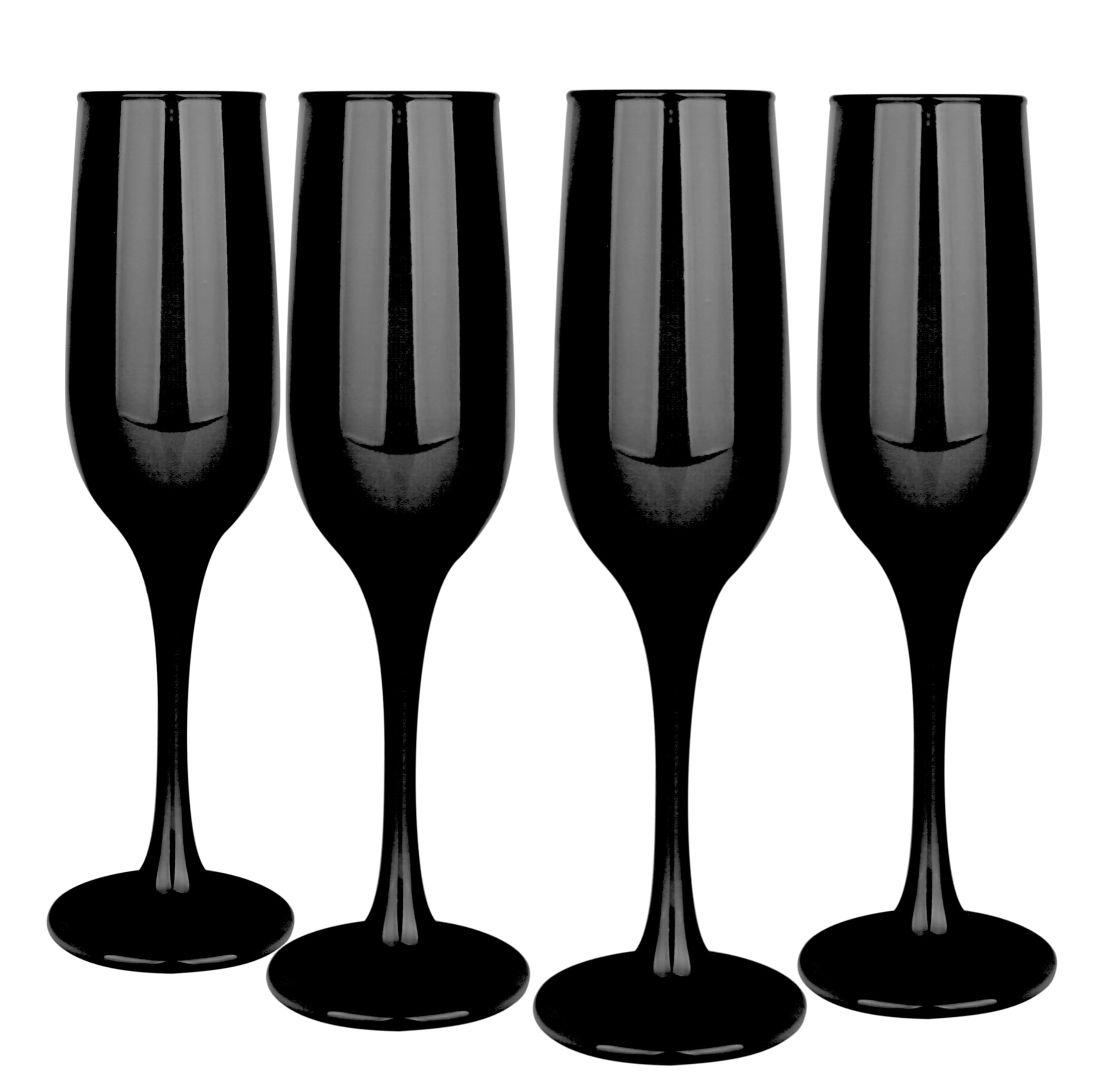 Glasmark Krosno Glasses Set of 4 0.2 Litre Champagne Prosecco Glass Goblet Champagne Glasses Sparkling Wine Glasses Wine Glasses Black 4 x 200 ml