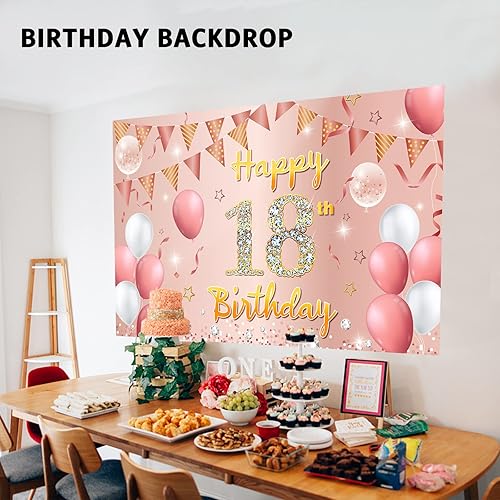 Miniatura 8 de Cartel de feliz cumpleaños número 18, decoración de pancarta de feliz cumpleaños 18 para mujereshombres, telón de fondo grande de 18 cumpleaños,