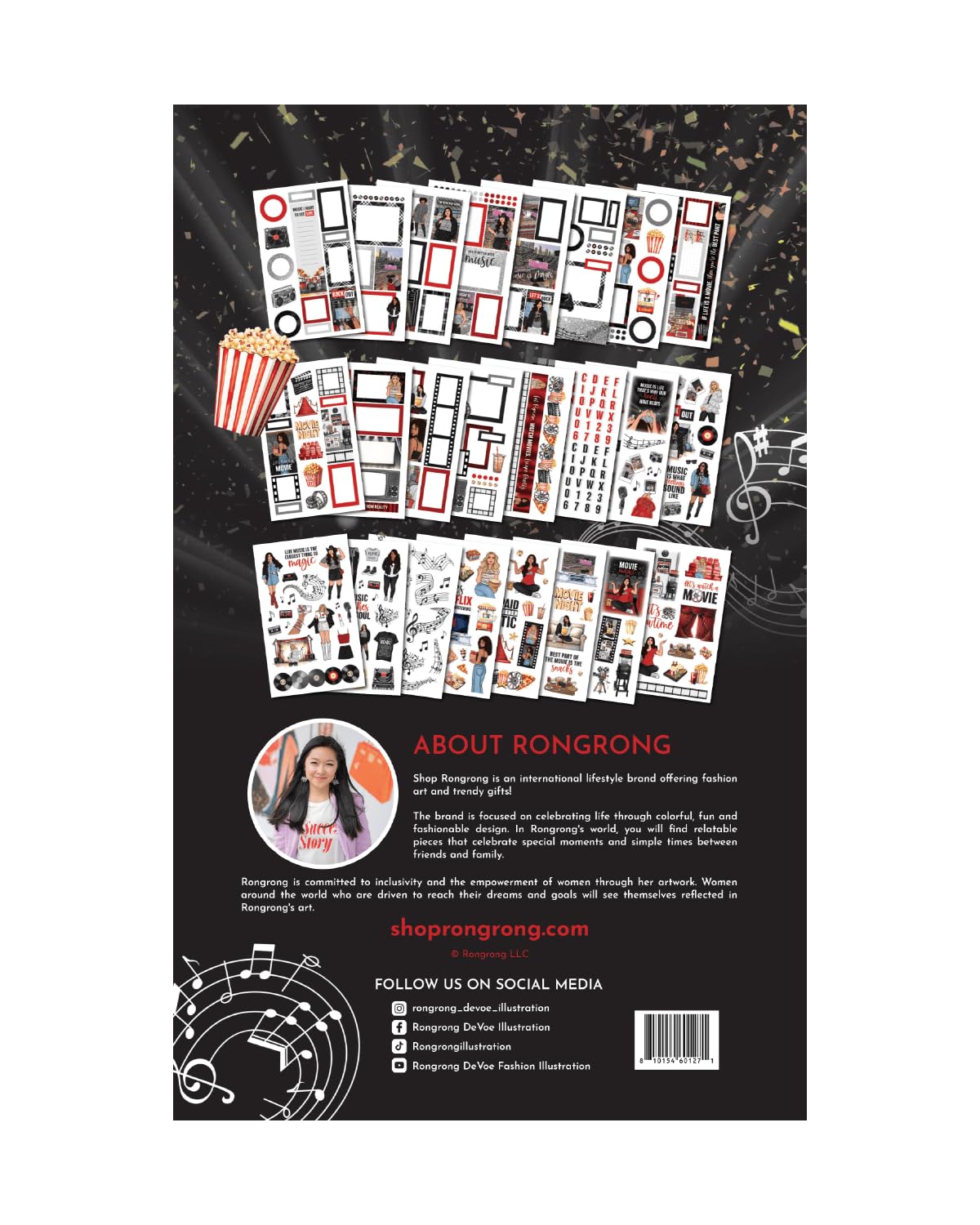 Rongrong My Favorite Things Planner - Adesivi per agende, diari e album di ritagli, 24 pagine, ispirati agli amanti della musica e alle vibrazioni notturne del cinema
