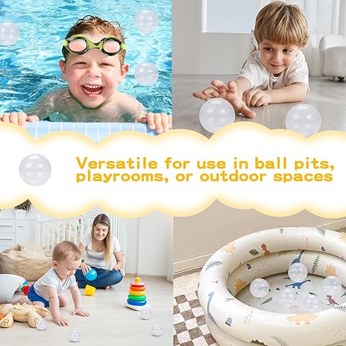 Miniatura 2 de TRENDPLAY 170 bolas de plástico blancas para hoyos de bolas, bolas huecas, juego seguro y emocionante, perfecto para piscinas de bebés