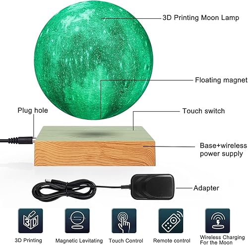 Miniatura 3 de Lámpara de luna de globo de levitación de galaxia, 16 colores, luz de luna de levitación impresa en 3D