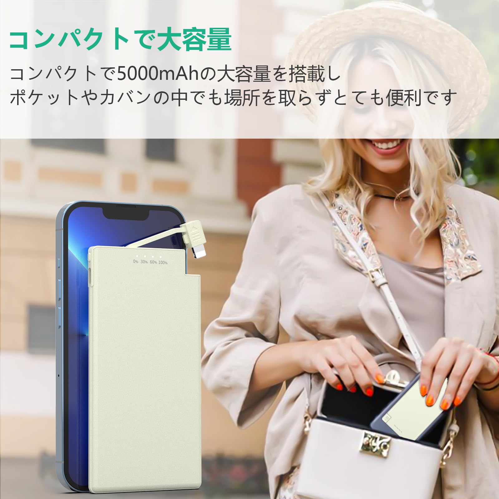 Amazon | Auskang モバイルバッテリー 軽量 iPhone 14/13/12/iPhone SE