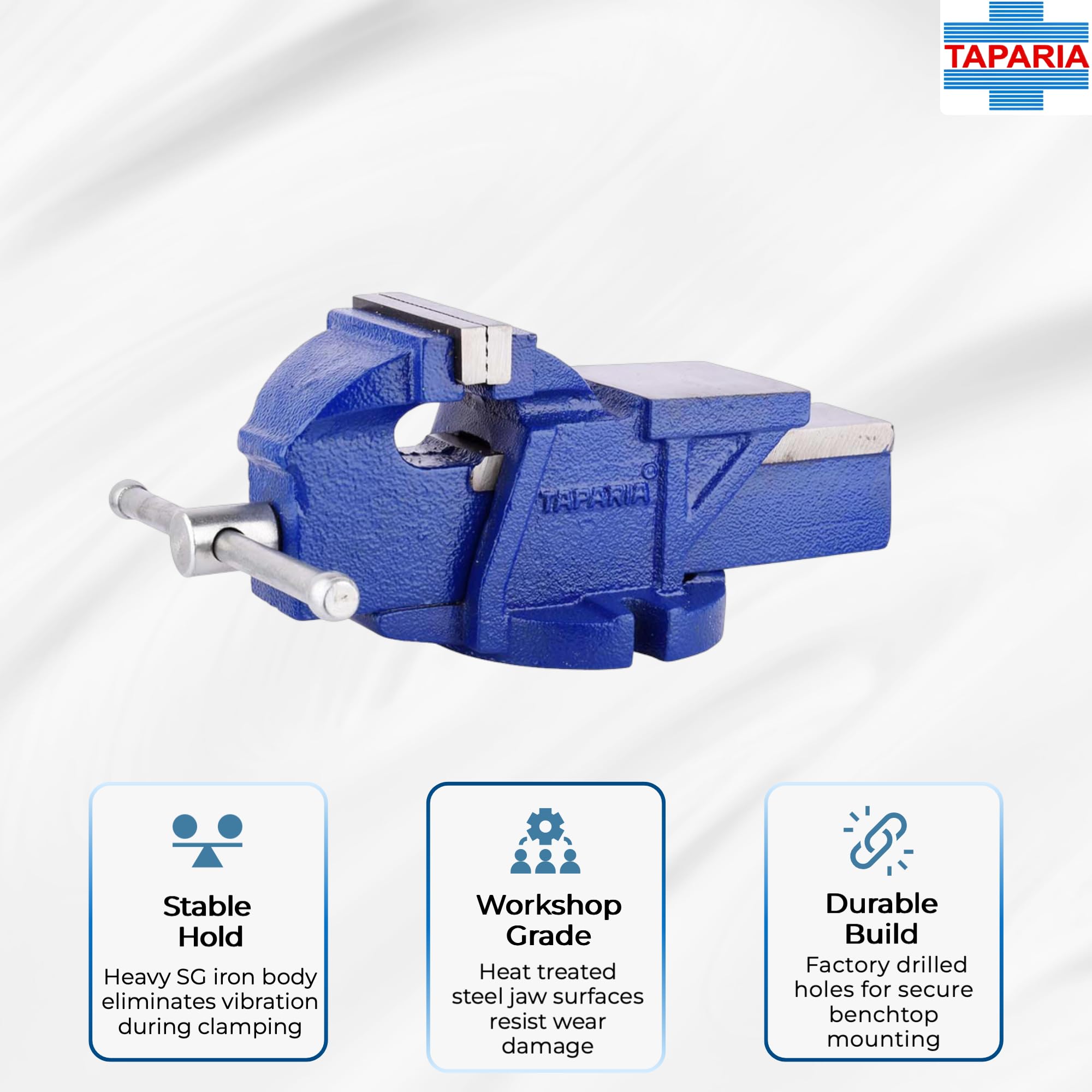 TAPARIA Bench Vice Fixed Base 75mm 3