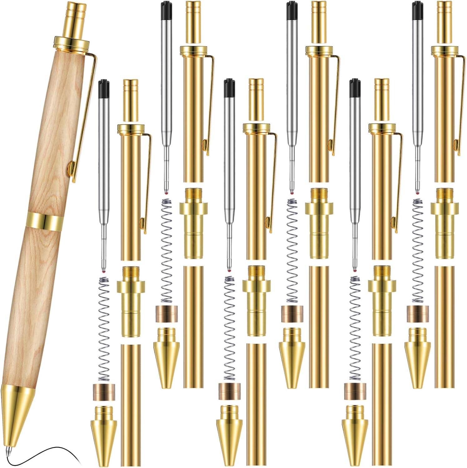 Janlaugh 6 Pcs Retractable Pen Kits for Wood Turning 8 mm