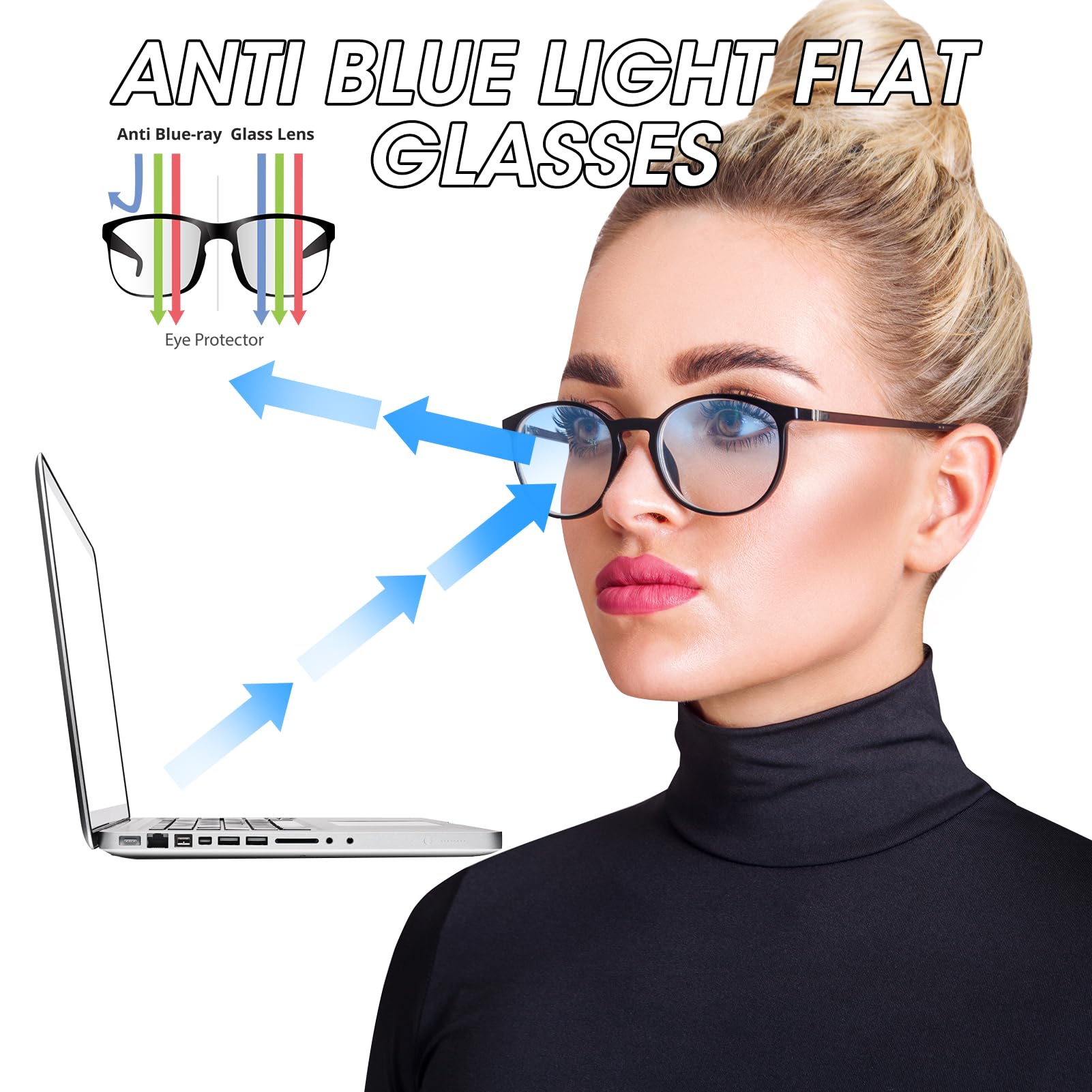 Witwar Blue Light Blocking Glasses, Black Gery Clear - Image 4