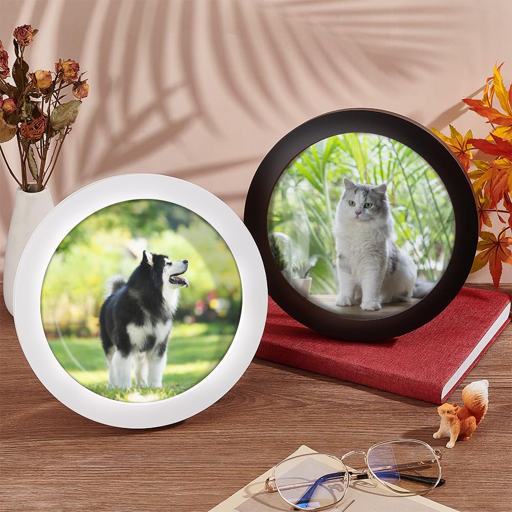 FINGERINSPIRE 2 stuks ronde houten fotolijst ronde fotolijst muur opknoping fotolijsten voor thuiskantoor muur decor diameter 11,5 cm zwart en wit