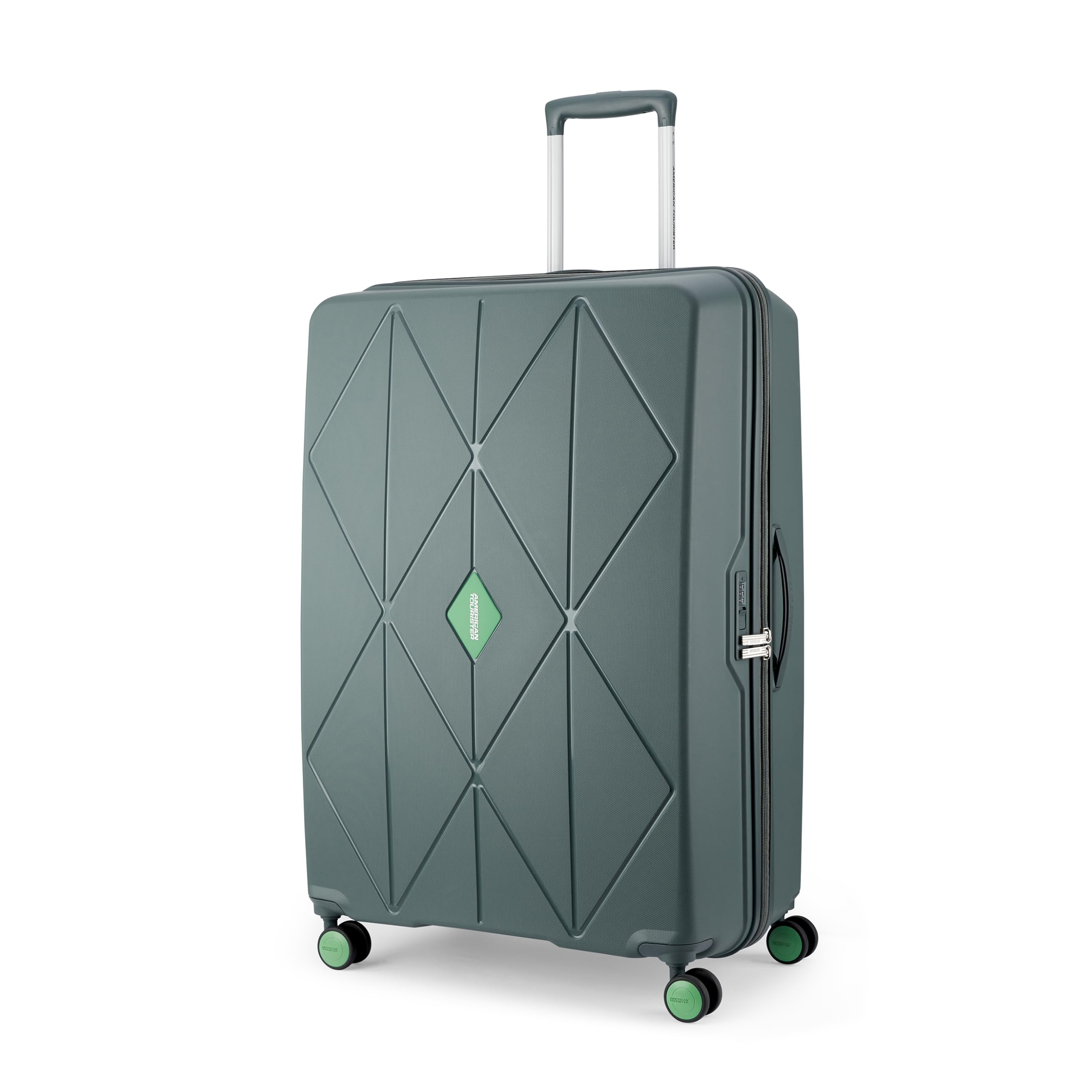 American Tourister Qubiz | Check-in Trolley Bag (80 cm) | 360° 8 Wheel Travel Luggage | Hard Case Polypropylene Suitcase | Recessed Combination Lock | Green