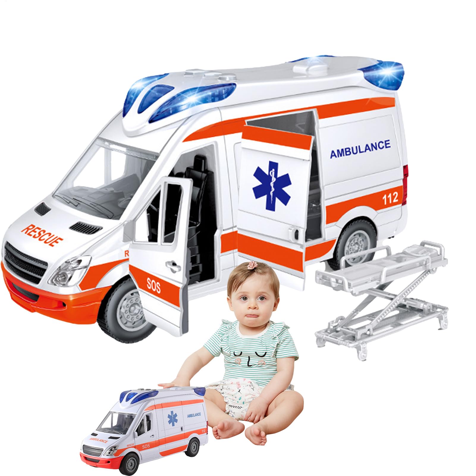 Generico - Giocattolo Ambulanza per Bambini, Audio e Luci, Educativo, Unisex, 144+ Mesi