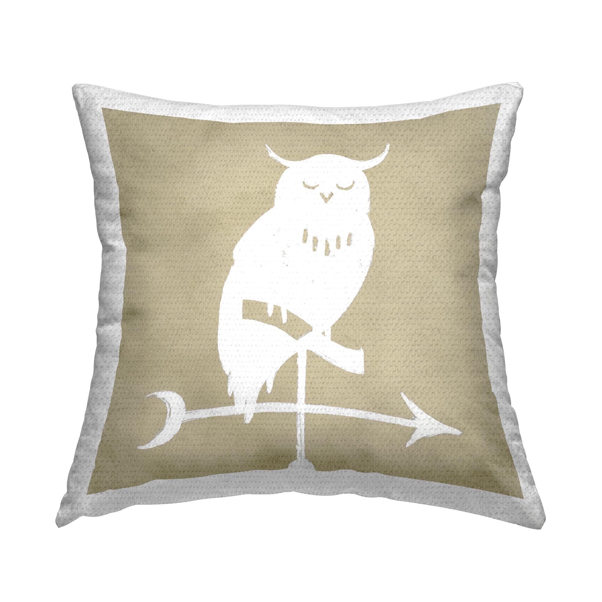 Stupell Industries Wise Owl Silhouette Compass Weathervane Outdoor Printed Pillow, 18 x 18, Beige