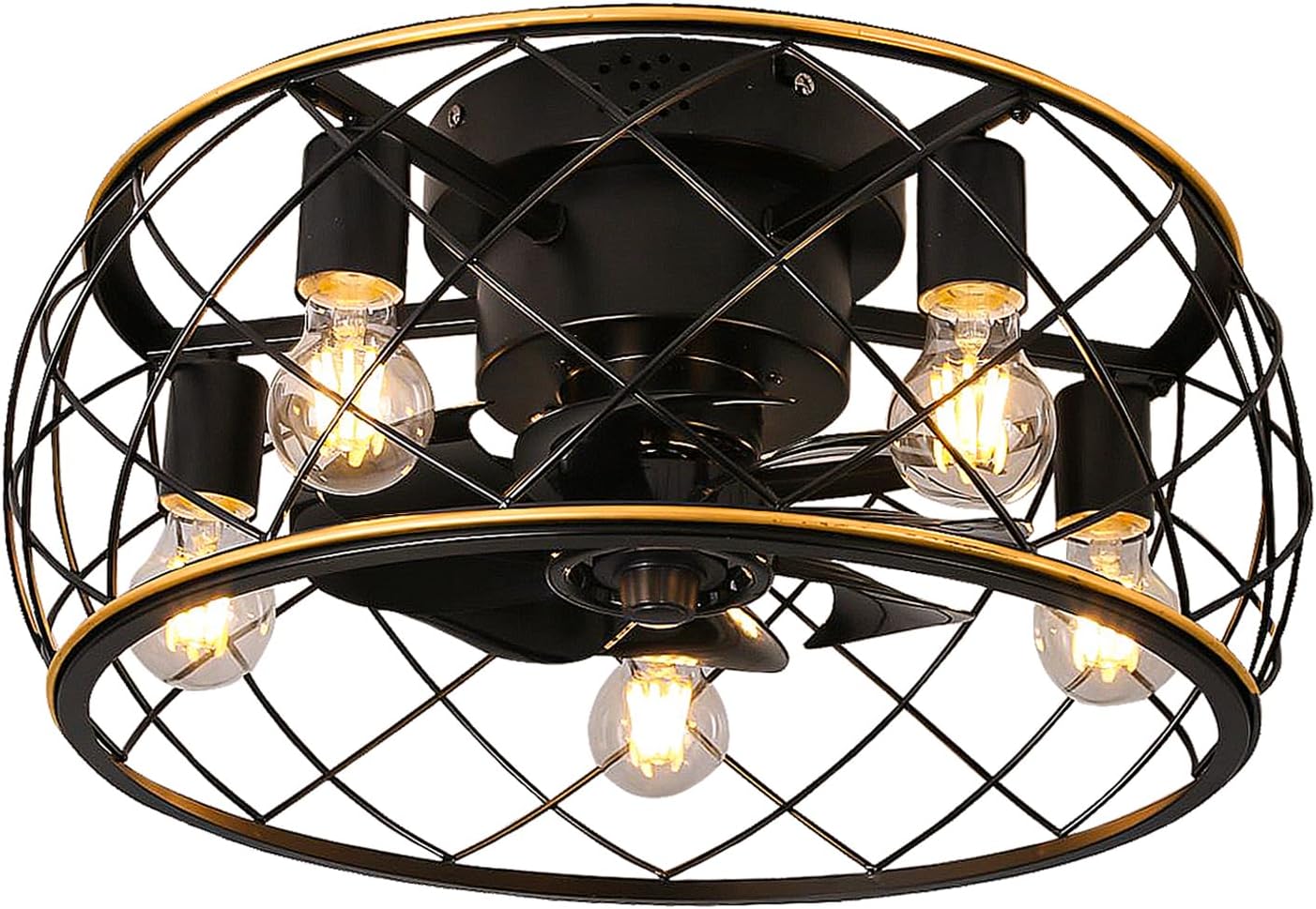 Ohniyou Farmhouse Ceiling Fan Lights and Remote, 20" Caged Ceiling Fan