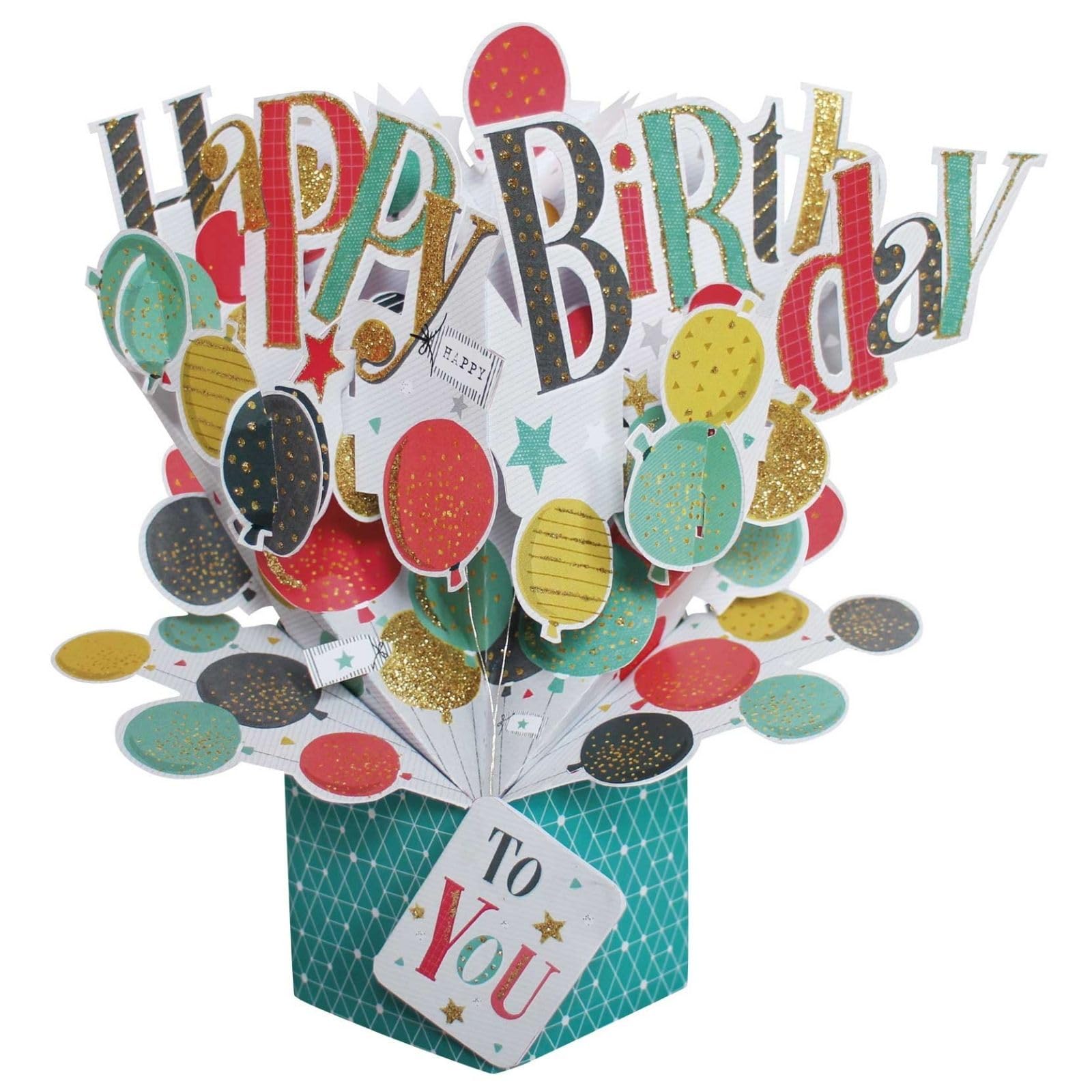 Happy Birthday Bunch Of Balloons Birthday Pop Up Greeting Card 3D Pop-Up Cards