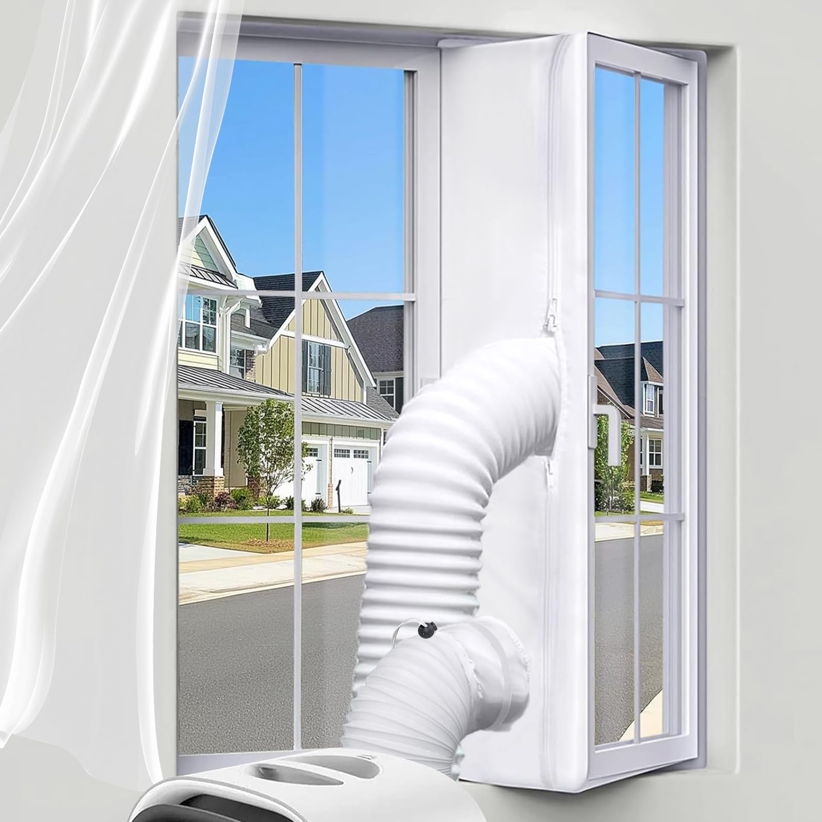 Sello de ventana, accesorios portátiles de tela para aire acondicionado y secadora, un sello universal de ventana de dos tubos para cada unidad de aire acondicionado portátil de 300 cm, 400 cm, 500 cm