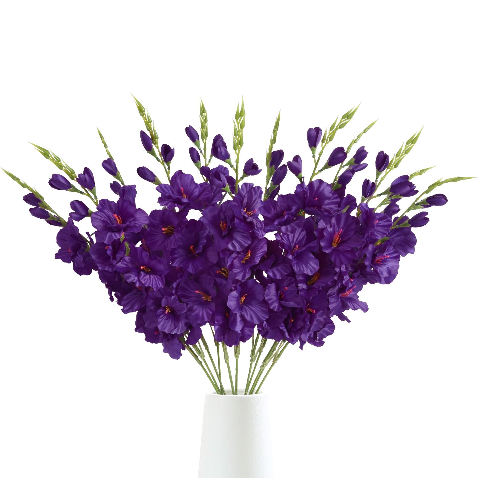 IPOPU 10 PCS Gladiolus Artificial Flowers Dark Purple