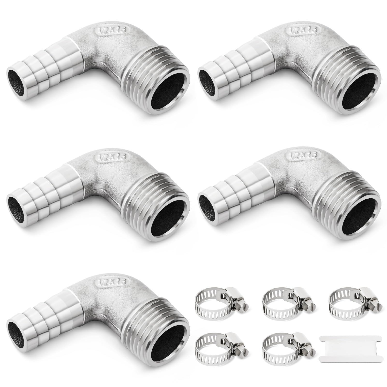 3 In 90 Degree Aluminum Elbow Brass Hose Barb Fitting 90 Degree L Right Angle Elbow Barbed Pipe Connector Join 90 Fuel Fitting - Foto 4