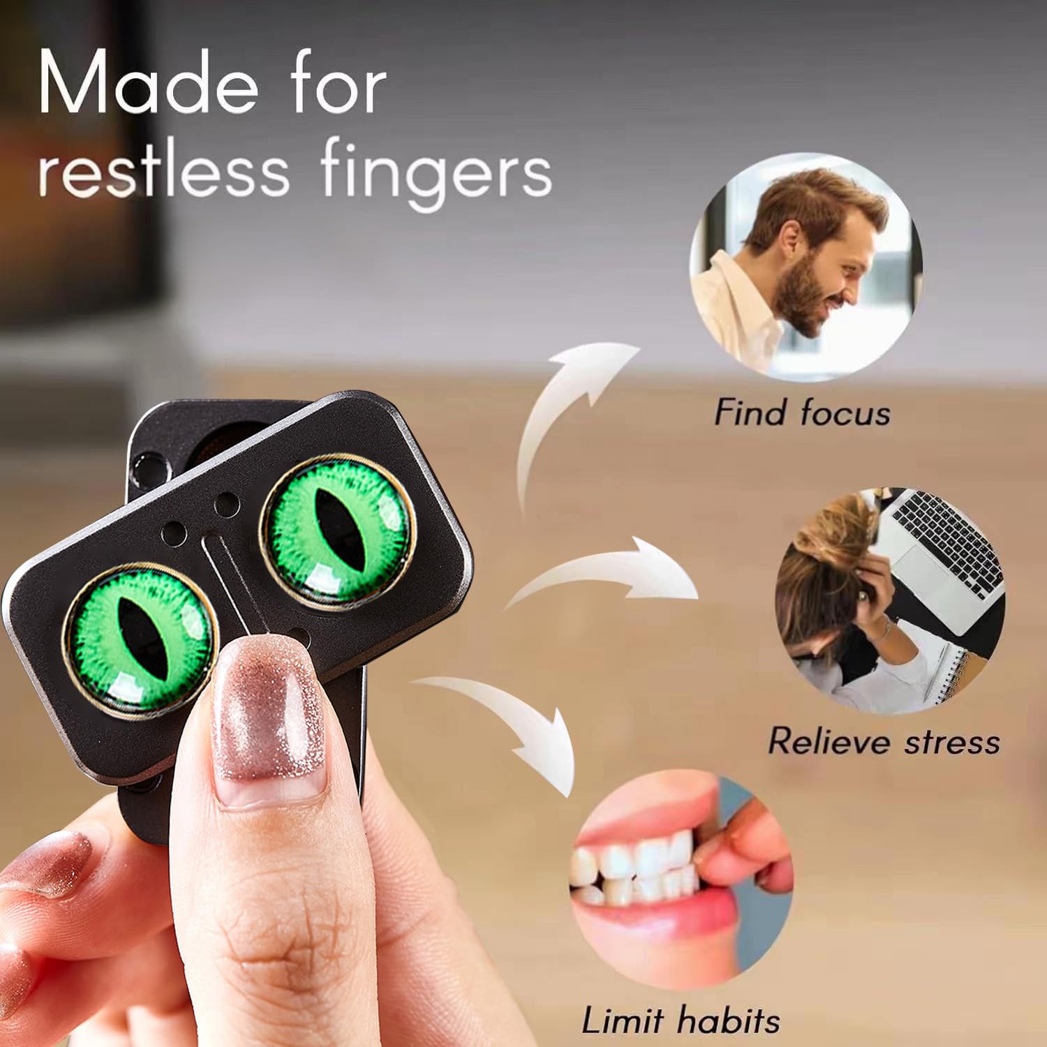 3-in-1 Fidget Toys, Spinner, Slider & Clicker, Metal Poker Push Card ...