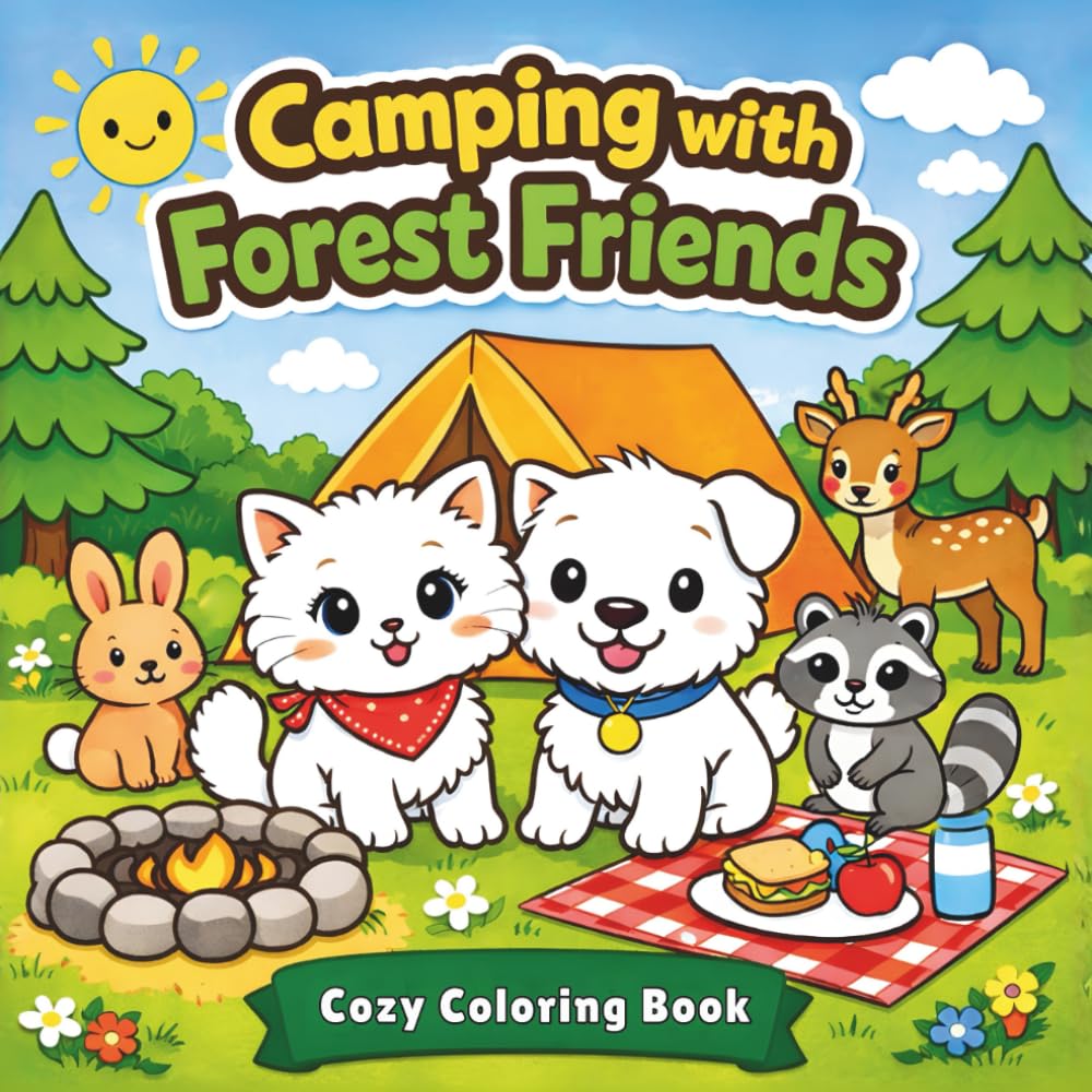 Camping with Forest Friends: Bold and Easy Coloring Book